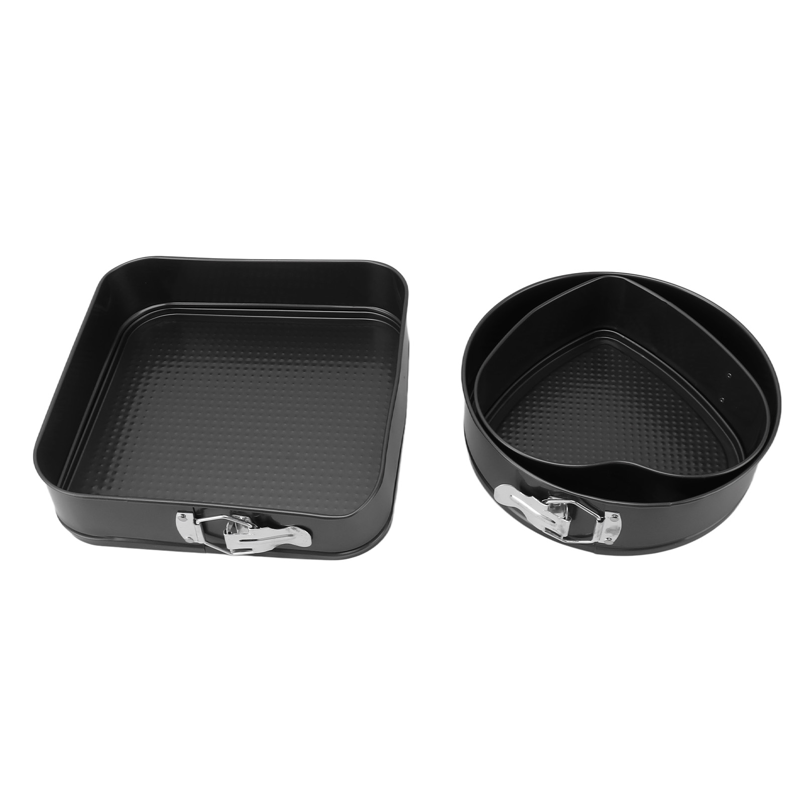3-teiliges Kuchenform-set, Backform Aus Kohlenstoffstahl Mit Herausnehmbarem Boden, 22 Cm Herzförmig, 24 Cm Rund, 26 Cm Quadratisch