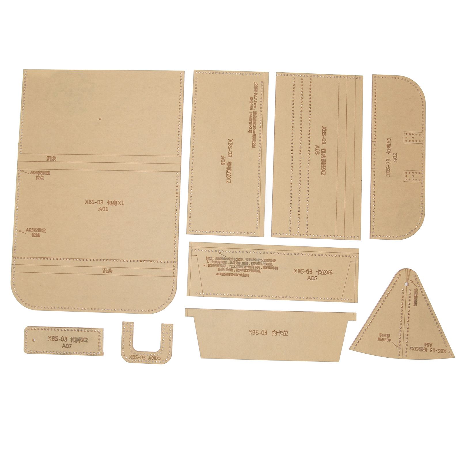 9-teiliges Set Aus Transparenten Acryl-schablonen Für Geldbörsen, Leder-zeichenschablone, Diy-bastelwerkzeug