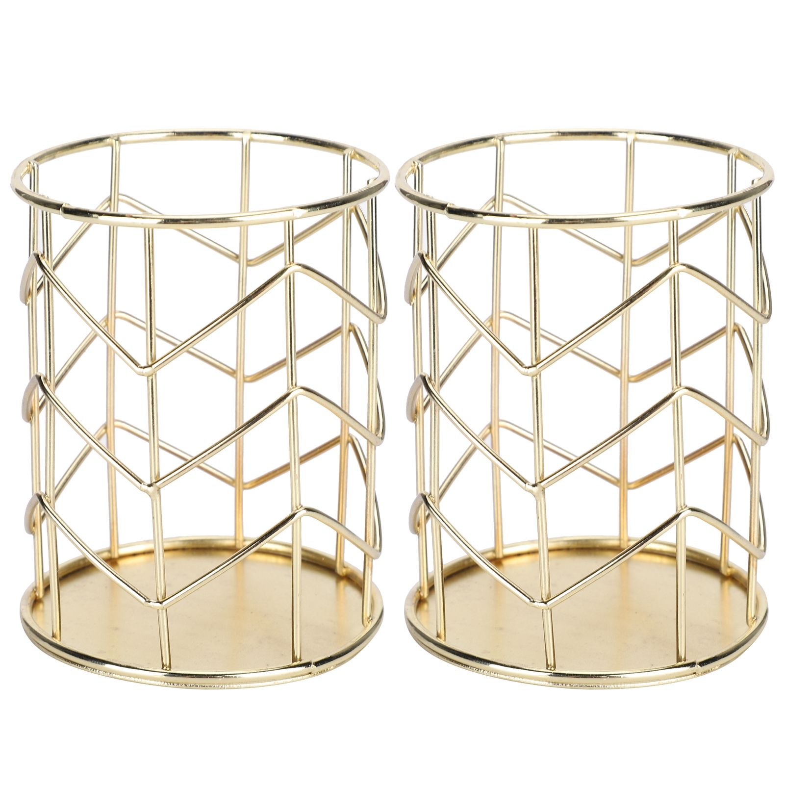 2-teiliger Multifunktionaler Stiftehalter, Schreibtisch-organizer Für Make-up-pinsel, Hohlform, Gold