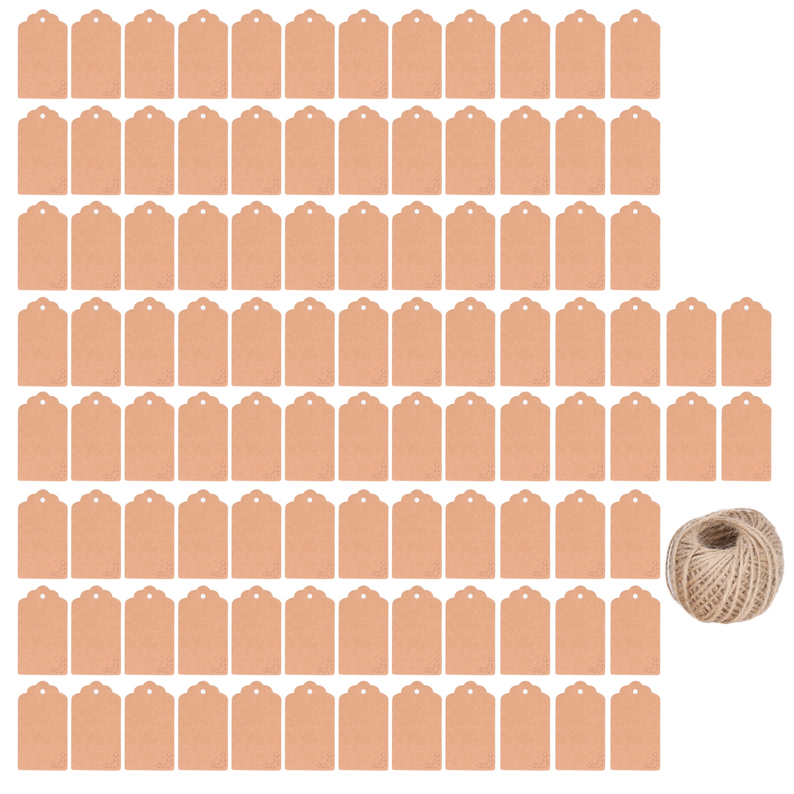100 Doppelseitige Kleideranhänger Aus Kraftpapier Für Selbstgemachte Geschenke Mit 30 M Juteschnur, Holzfarbe, Für Hochzeiten, Weihnachten Und Thanksgiving