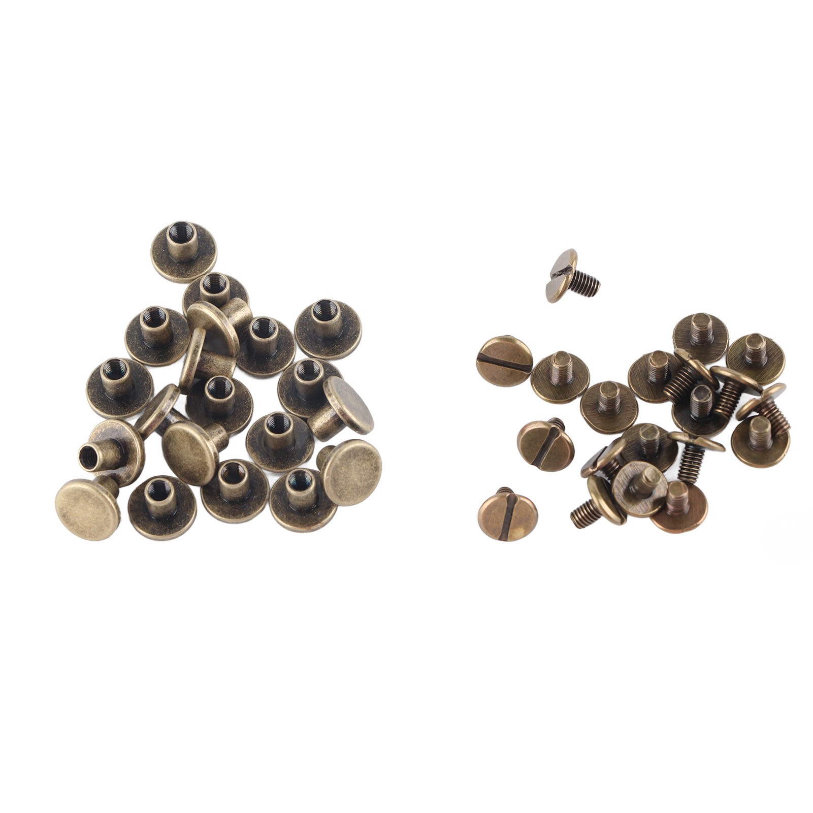 Packung Mit 20 Flachkopfschrauben, Nägeln, Muttern Und Nieten Aus Messing Und Kupfer Für Lederaccessoires (6,5 Mm)