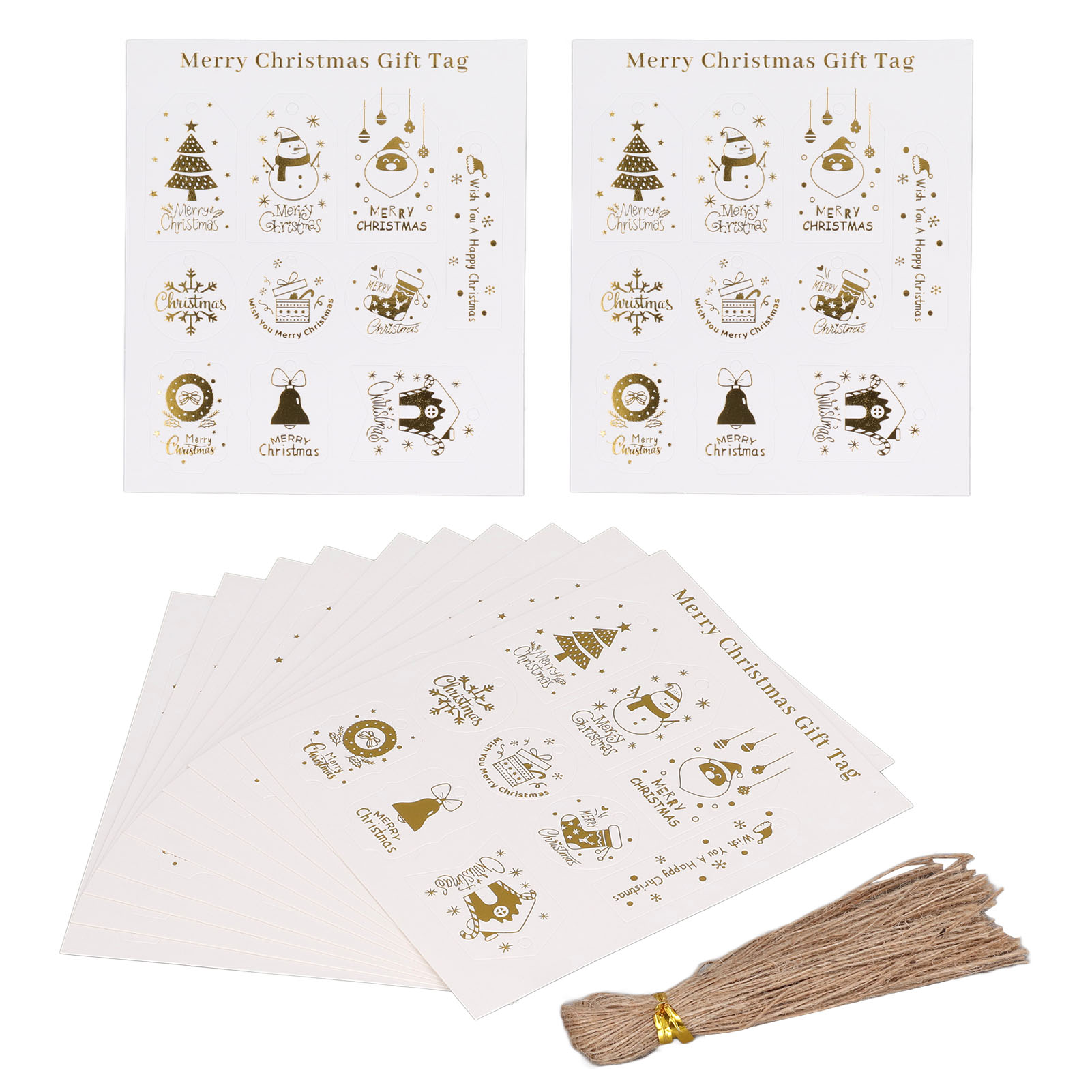 Packung Mit 200 Weihnachtsgeschenkanhängern, Verschiedene Designs, Dick, Zum Selbstbasteln, Mit Schnur