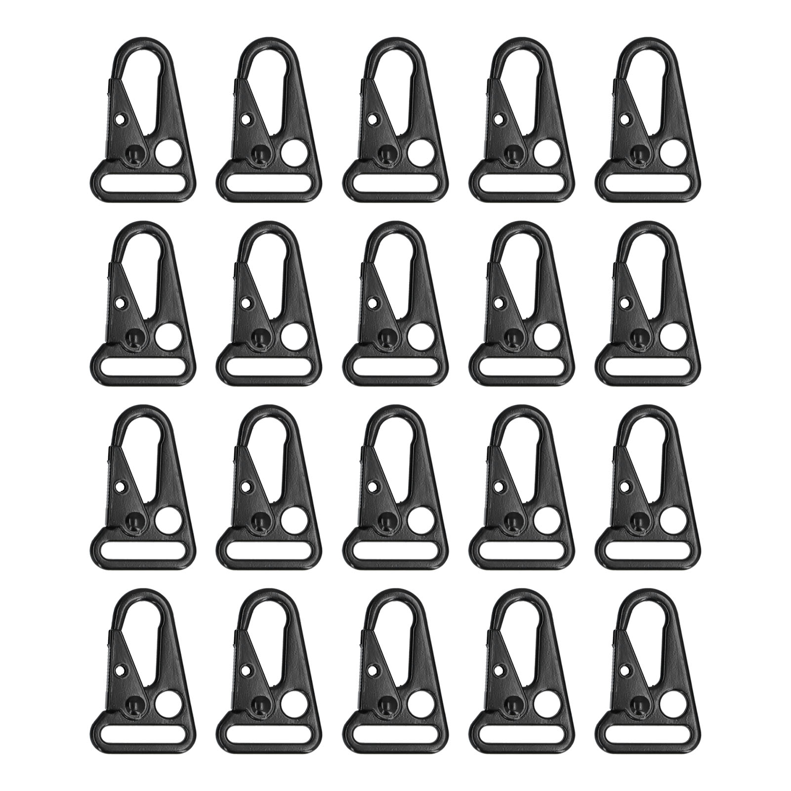 Packung Mit 20 Federbelasteten Karabinern, Abgerundete Kanten, Rostfrei, Glänzende Oberfläche, Leicht Und Tragbar