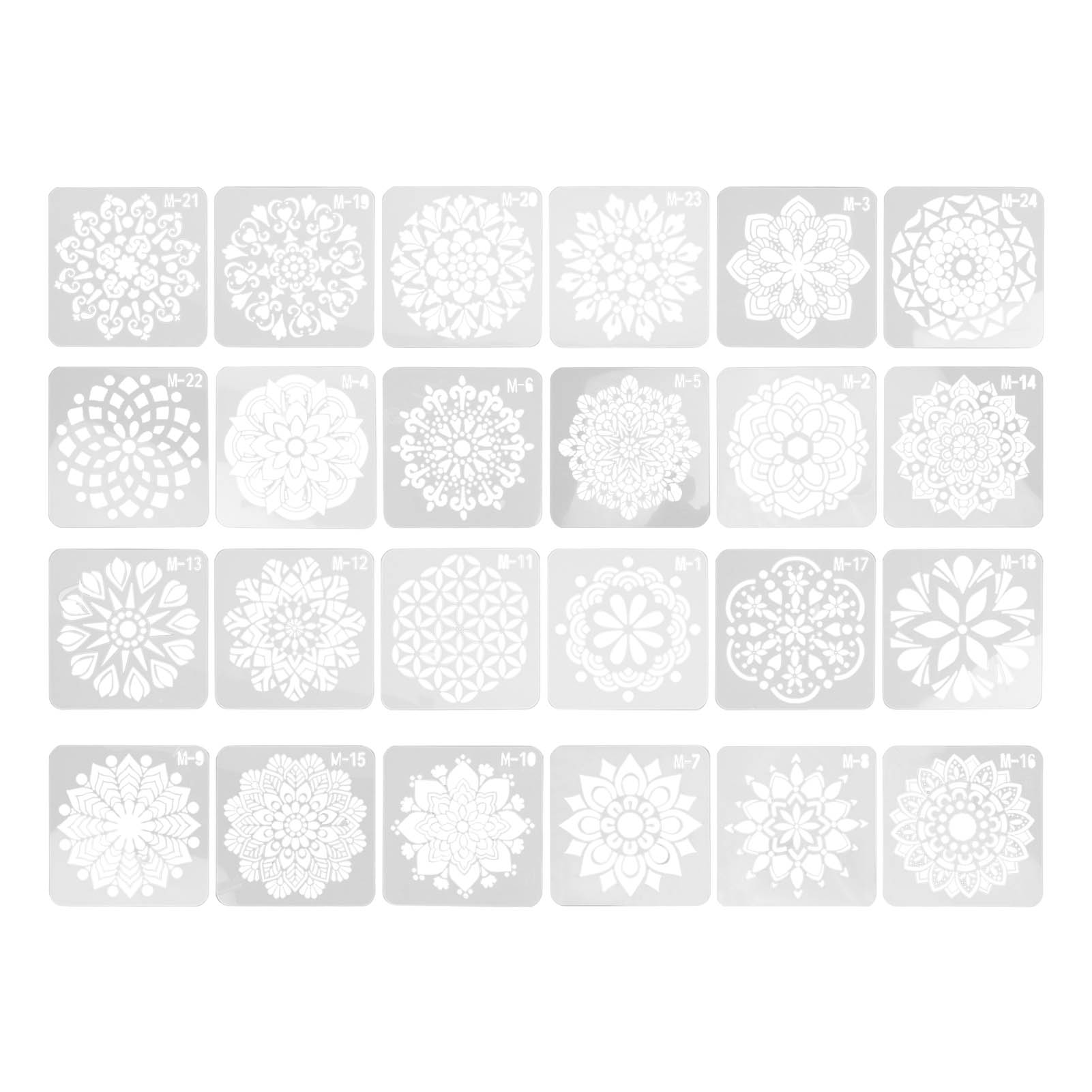 24 Mandala-schablonen, 24 Verschiedene Designs, Hohlformen, Diy-malerei Für Möbel, Stein Und Holz