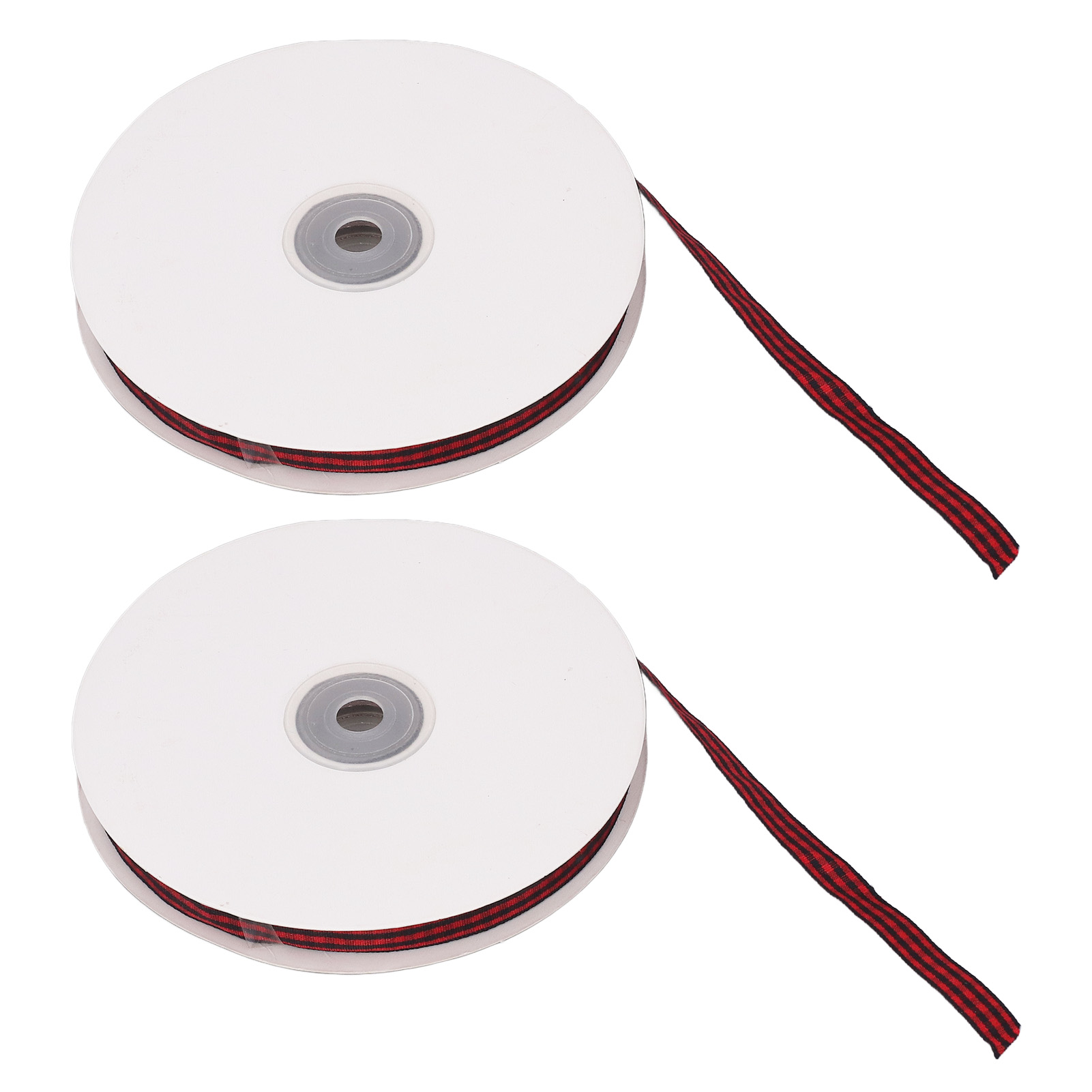 Weihnachtsband, 2 Rollen, 50 Yards, 1 Cm Breit, Rot-schwarzes Tartanmuster, Dekoration, Festliches Geschenk
