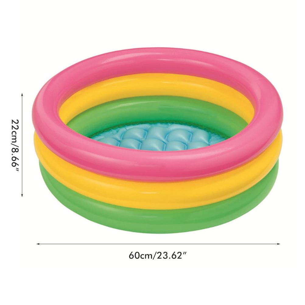 60 Cm/90 Cm/120 Cm Baby Rainbow 3 Farben Runder Aufblasbarer Pvc-pool Mit Pumpe Für Kinder