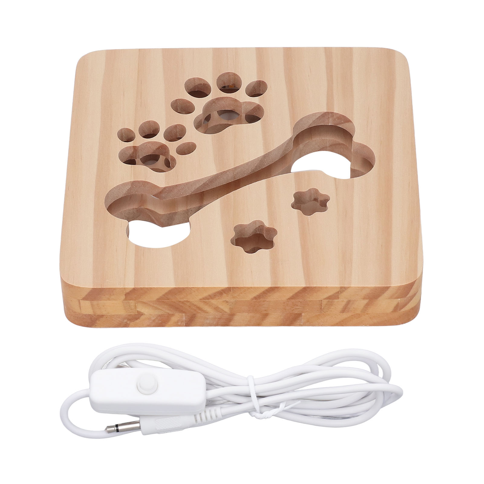 3d-holzlampe Mit Knochenpfotenmuster, Ausgeschnittenem Design, Dekorative Led-leuchte Fürs Kinderzimmer