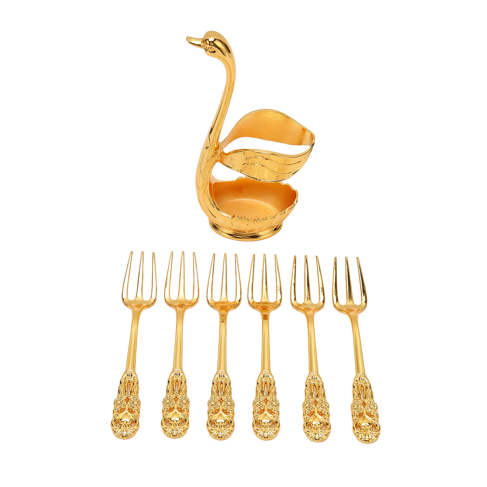 Elegantes 6-teiliges Besteckset, Schwanenhalsgriff, Helles Europäisches Design, Edle Tischgabeln