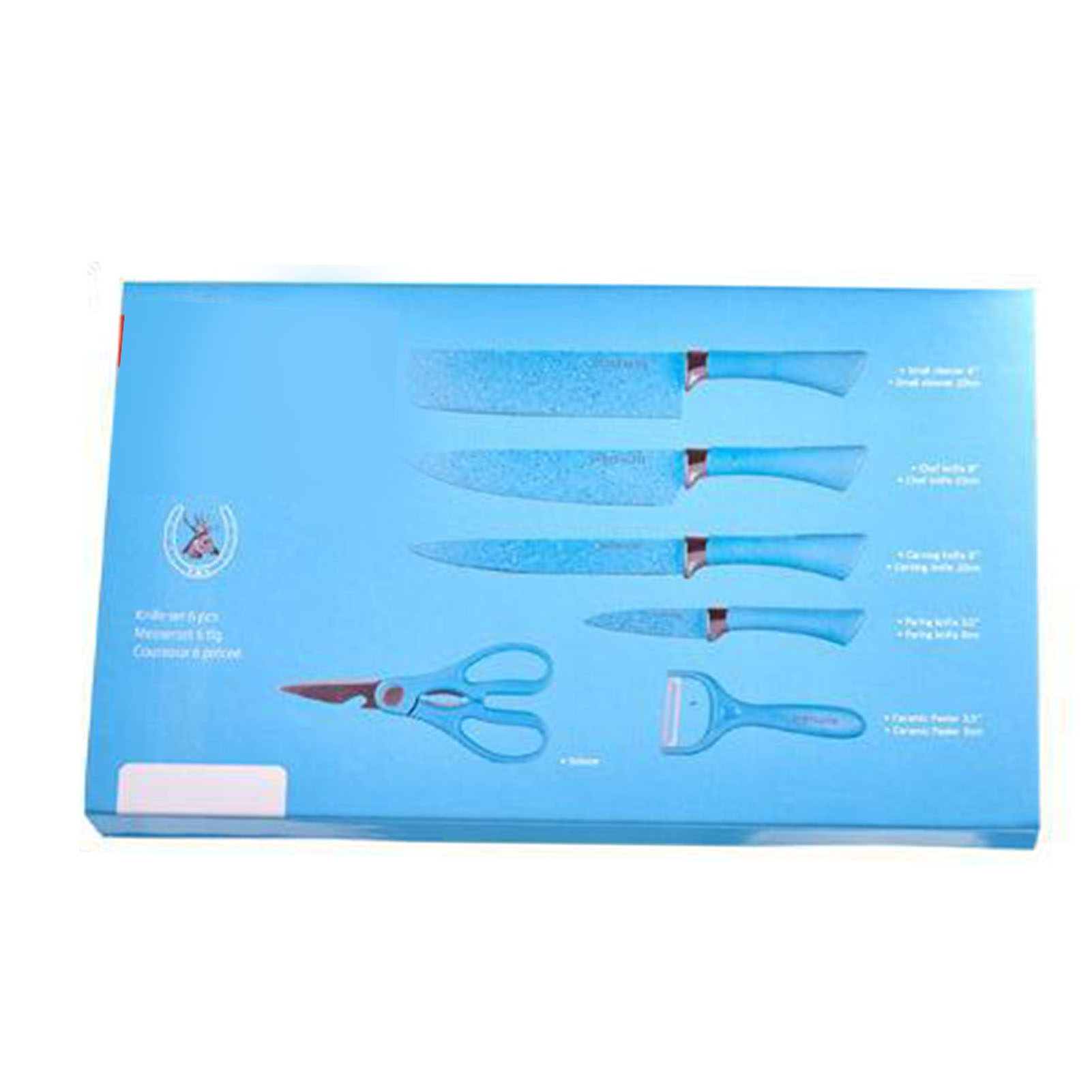 6-teiliges Set Farbenfroher Küchenmesser Aus Edelstahl, Praktisches Set Mit Ergonomischem Griff Zum Schneiden, Blau
