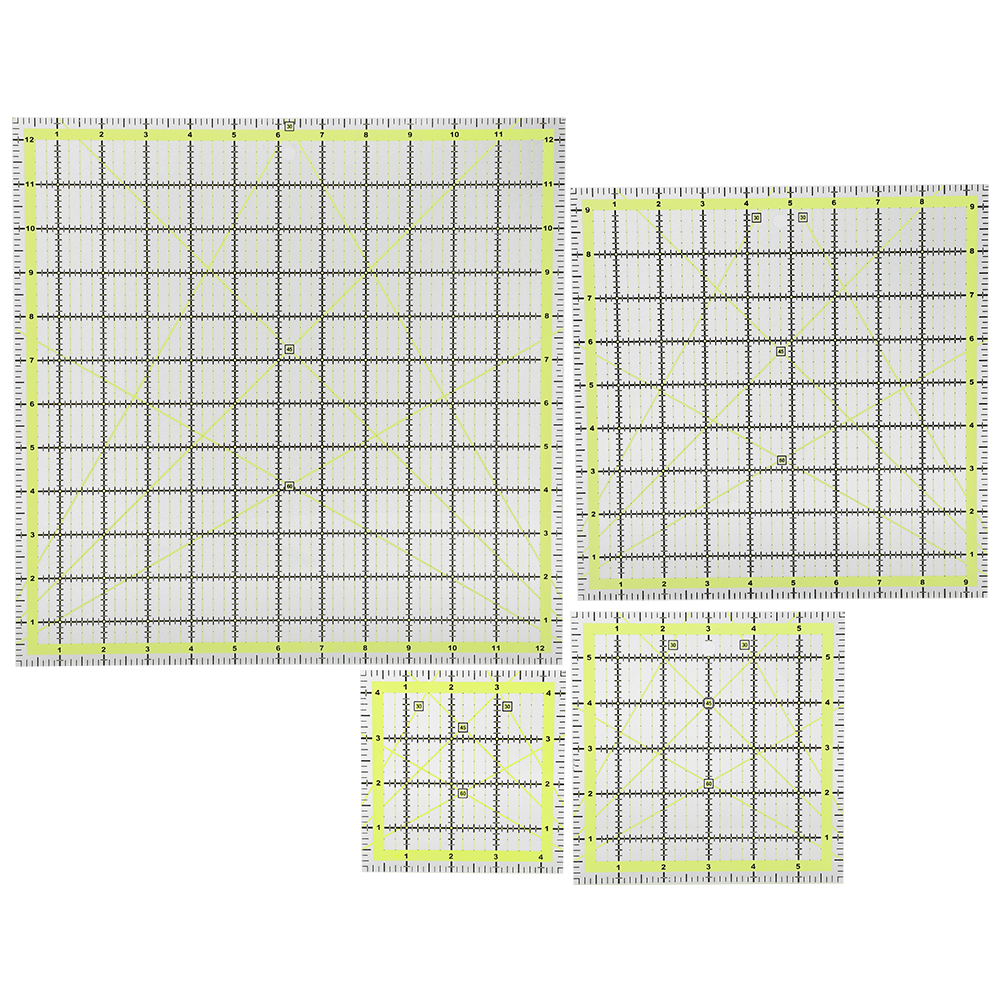 4-teiliges, Zweifarbiges Acryl-nählineal Mit Zollskala Für Patchwork, Quilten Und Schneiderei, Mit Winkelraster
