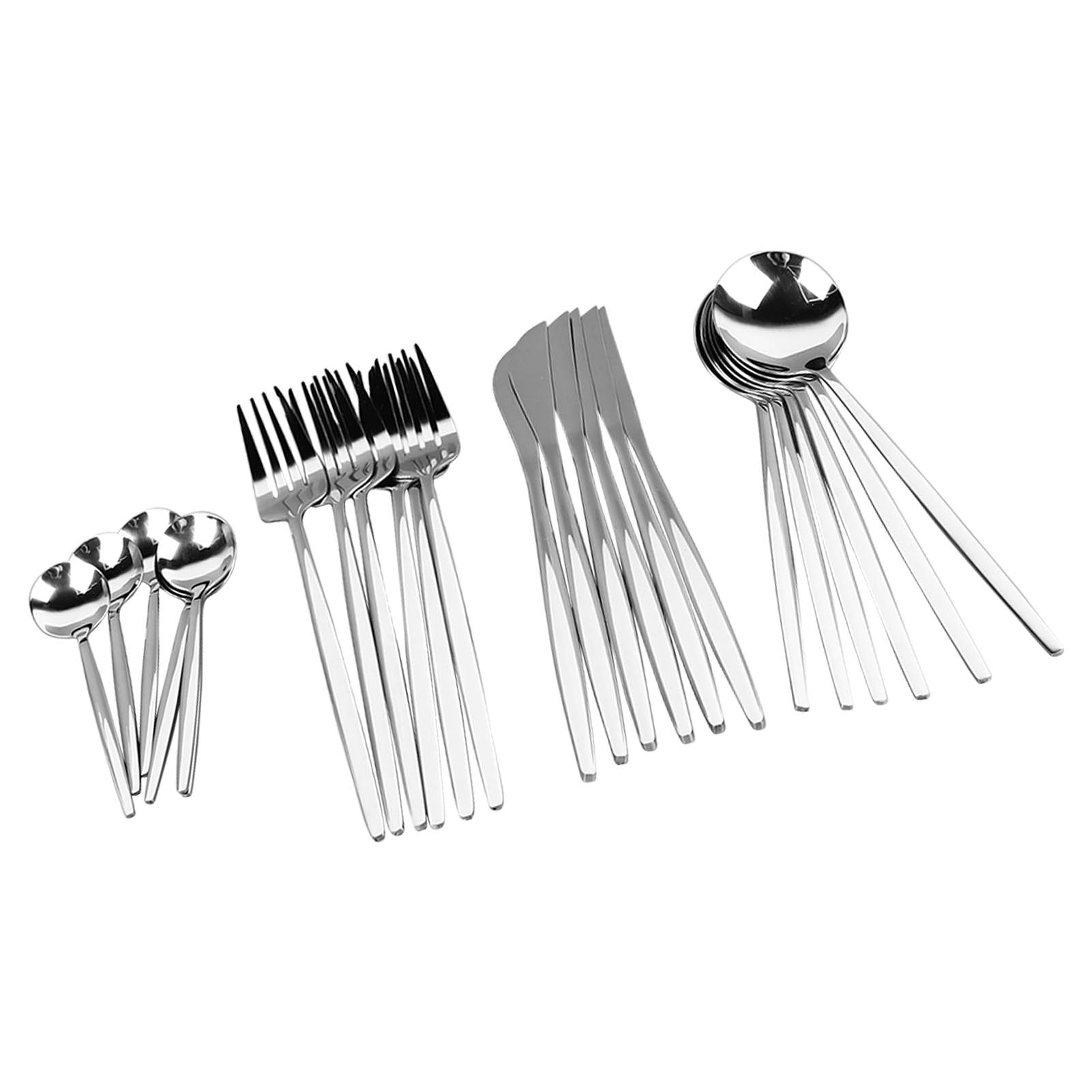 Edelstahl-besteckset: 6 Dessertlöffel, 6 Löffel, 6 Messer, 6 Gabeln, Geschirr Für Restaurant, Zuhause, Party