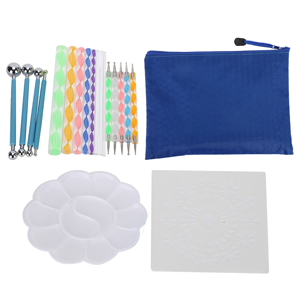 20-teiliges Mandala-pointillismus-werkzeugset Für Steinmalerei, Schablone Und Diy-tablett