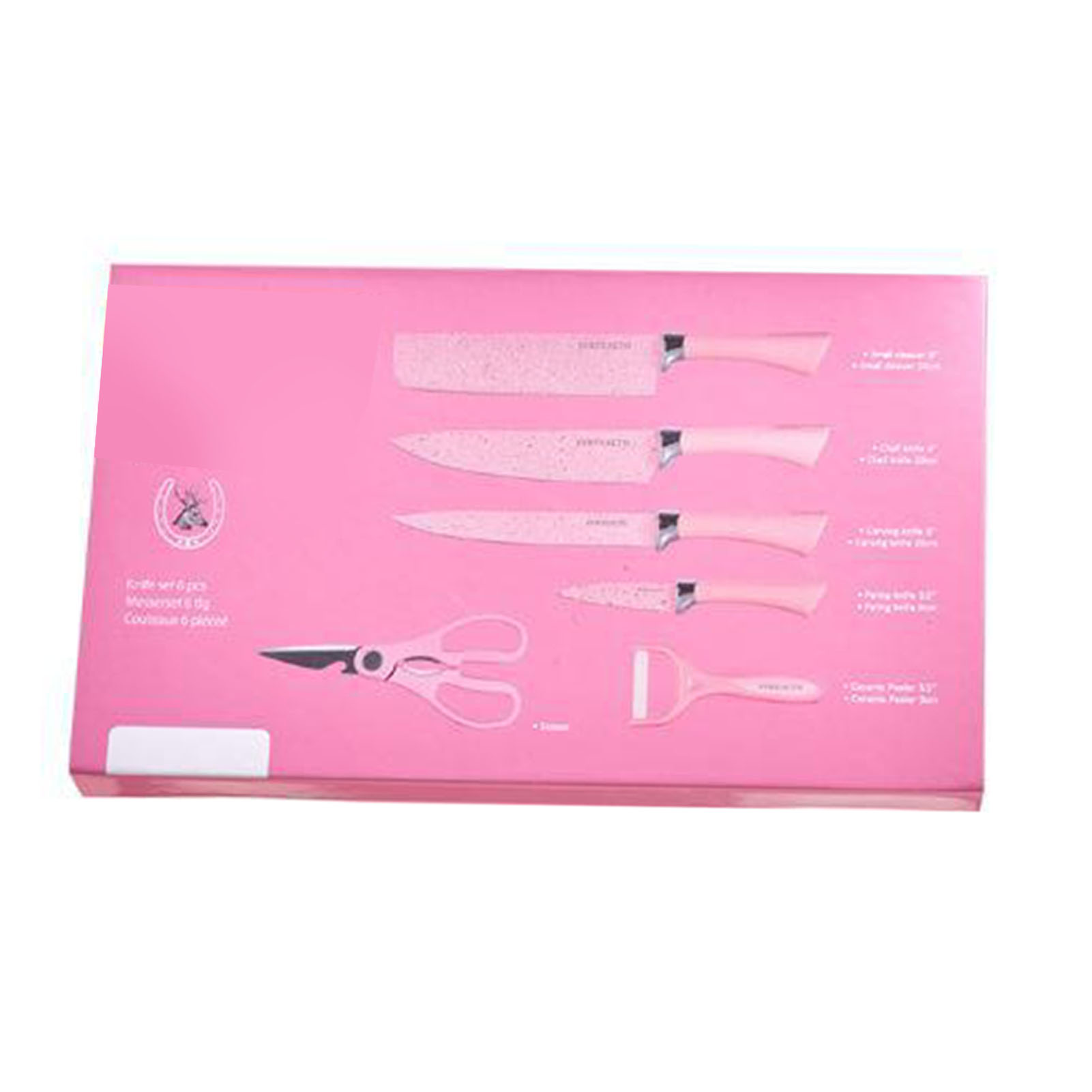 Set Mit 6 Farbenfrohen Küchenmessern Aus Edelstahl Mit Ergonomischen, Pinkfarbenen Griffen, Praktisch Zum Schneiden
