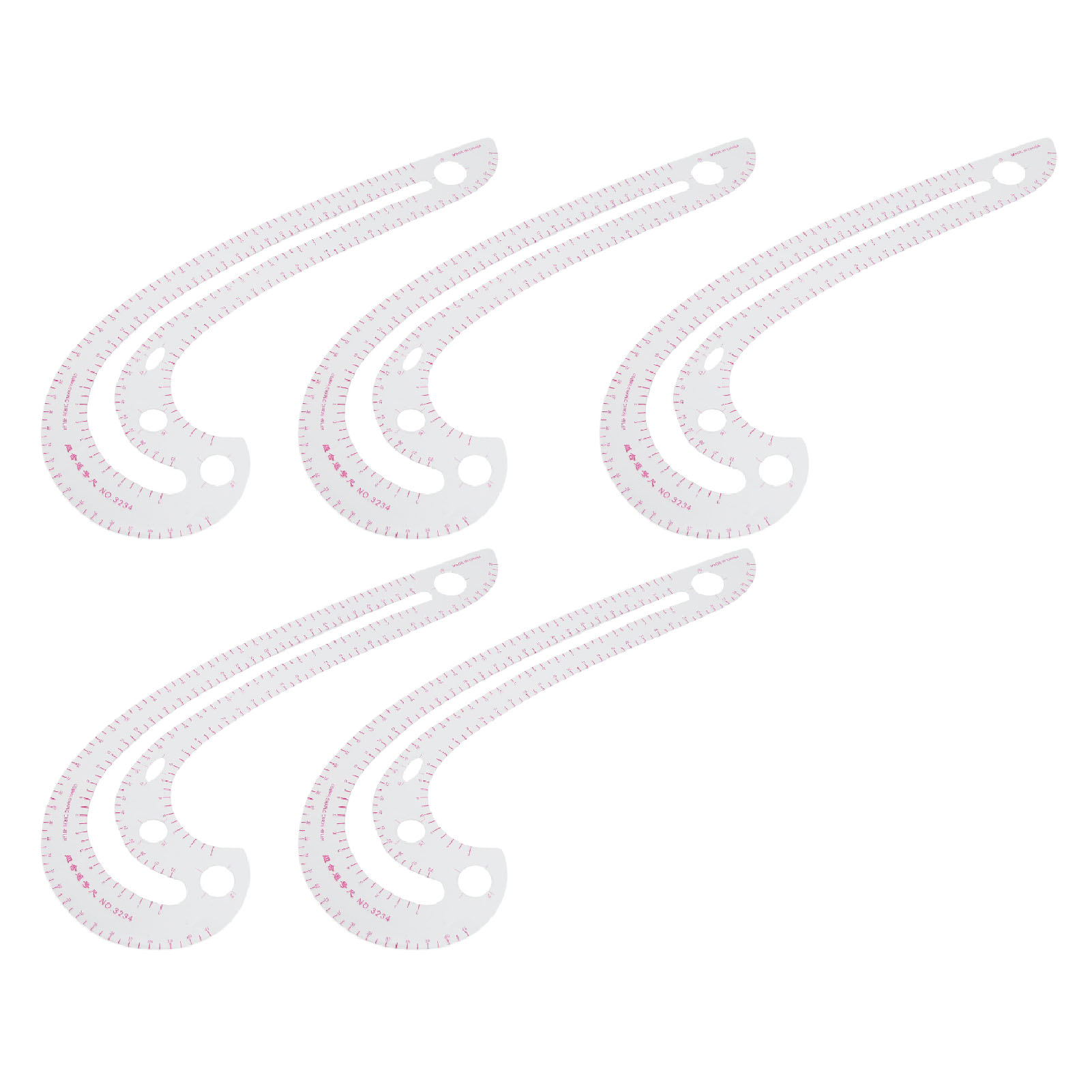 Hochpräzises, Transparentes Kurvenlineal, 5-teilig, Nähvorlagen Für Bekleidungsdesign, Zeichnen Und Schnittmustererstellung