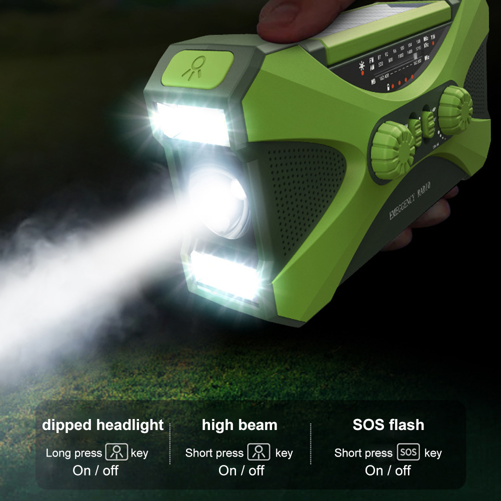 Wiederaufladbares, Solarbetriebenes Notfallradio Mit Handkurbel, Am/fm-taschenlampe Und Multifunktionaler Powerbank Für Den Einsatz Zu Hause Und Im Freien