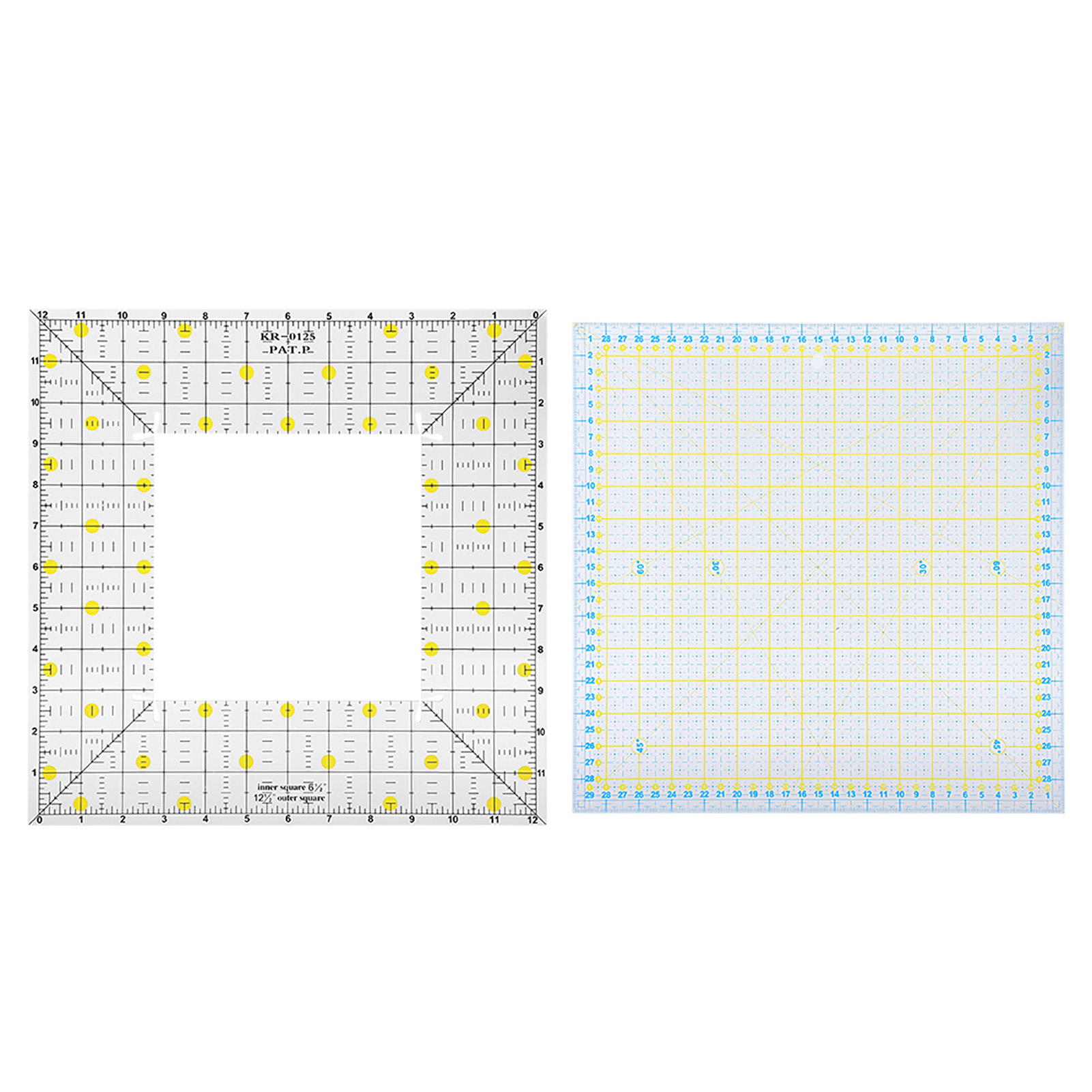 Set Mit 2 Quadratischen Acryl-patchworklinealen Zum Nähen, Stoffmessen Und Für Diy-stickereien