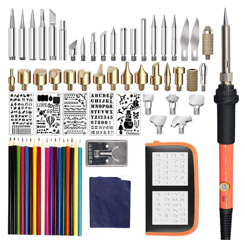 Pyrographie-set, Elektrischer Lötkolben Mit Gravurspitzen, Einstellbare Temperatur, Brennkolben Für Holz, 220-v-eu-stecker