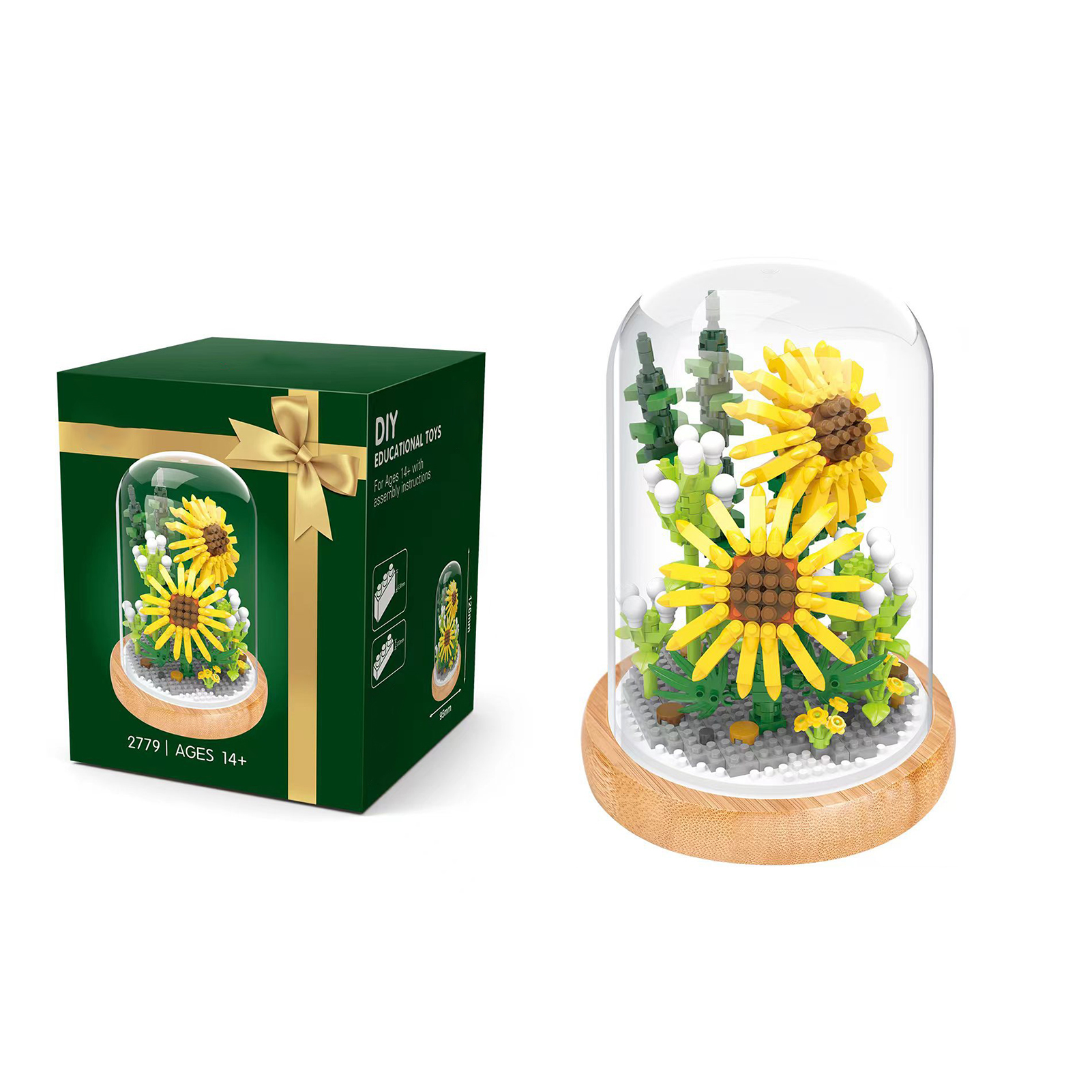 Diy-miniatur-baustein-sonnenblumen-topfstrauß, Zierpflanzen, Dekospielzeug Mit Schutzhülle