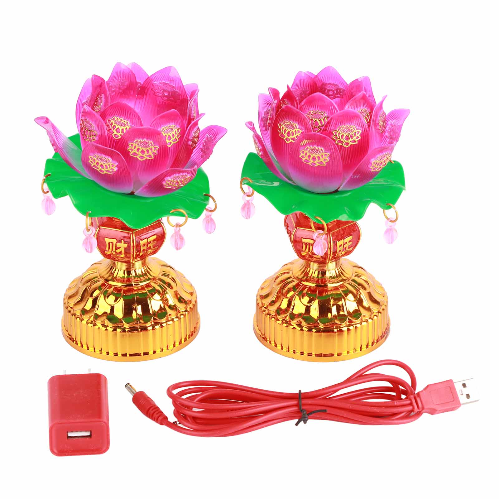 Set Aus Led-lotus-buddha-lampen Mit Lichtgravur, Usb-anschluss (paar), Heimdekoration, 15 X 7,5 Cm