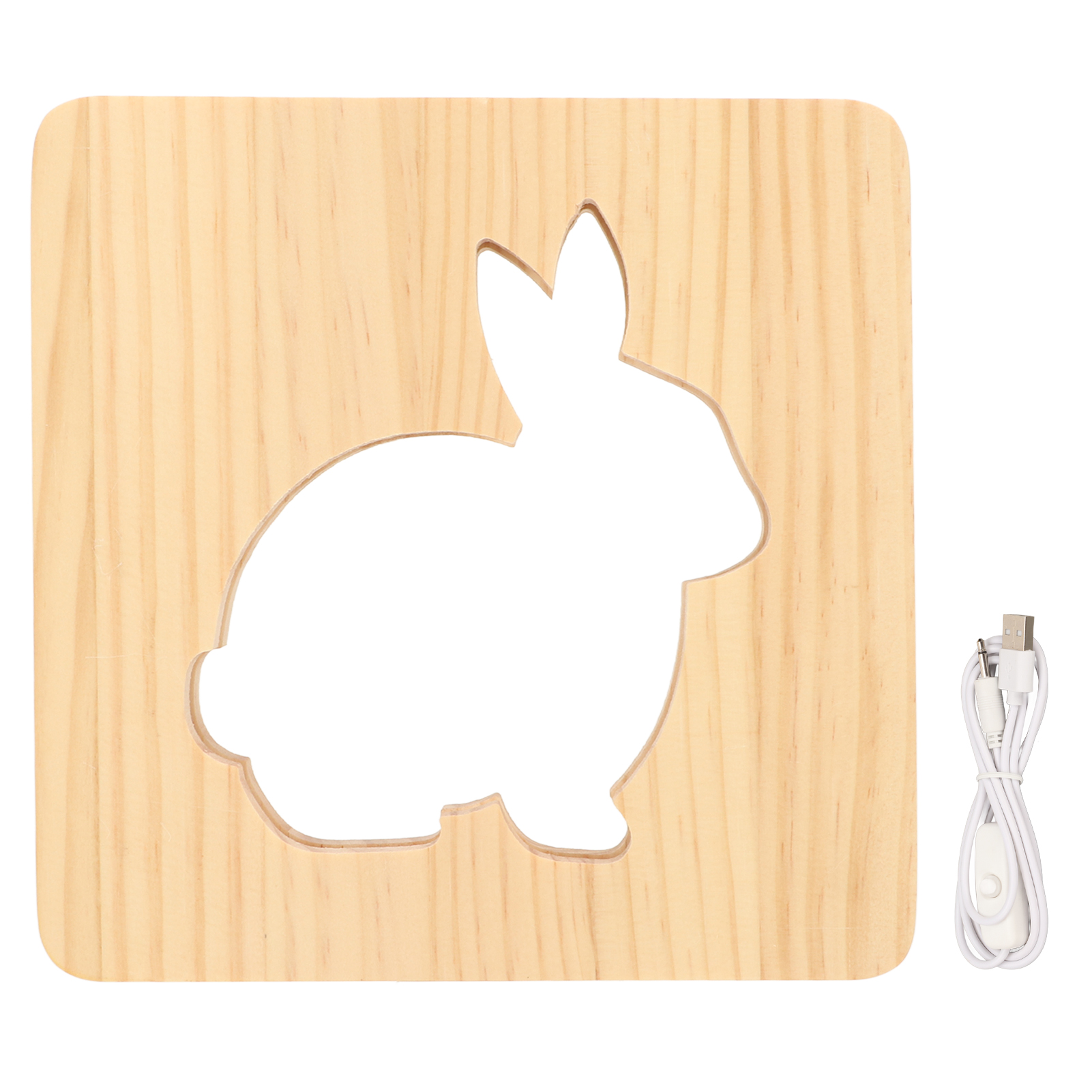 3d-led-lampe In Hasenform Aus Holz Mit Hohler Aussparung, Augenschutz, Nachtlicht Für Büro, Schlafzimmer, Wohnzimmer