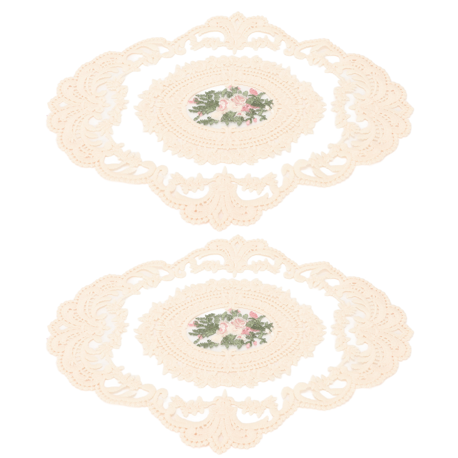 Set Aus 2 Tischsets Im Französischen Retro-stil Mit Spitze, Rutschfest, Im Used-look, Multifunktionale, Bestickte Untersetzer Für Zuhause, Café Und Büro