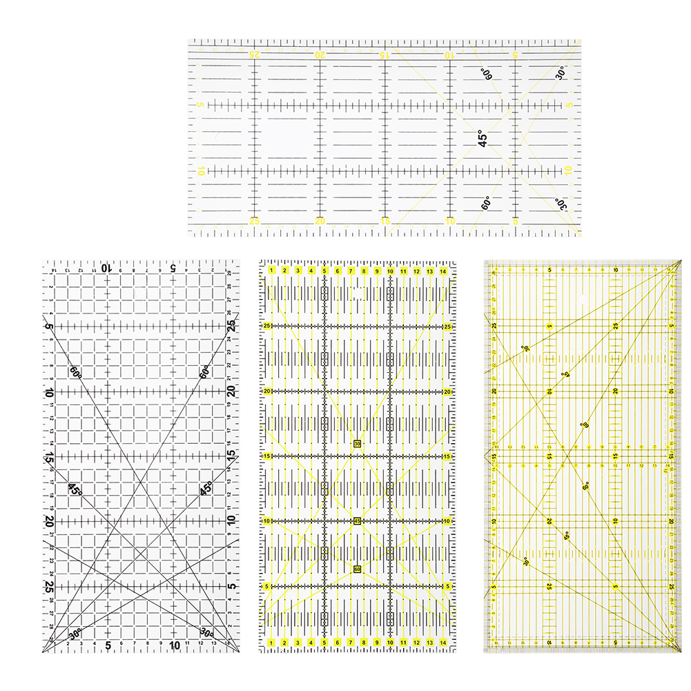 4-teiliges Näh- Und Patchwork-lineal, 15 X 30 Cm, Messwerkzeug Mit Raster, Diy-nahtabzeichnung, Präzise Skala Für Bastelarbeiten