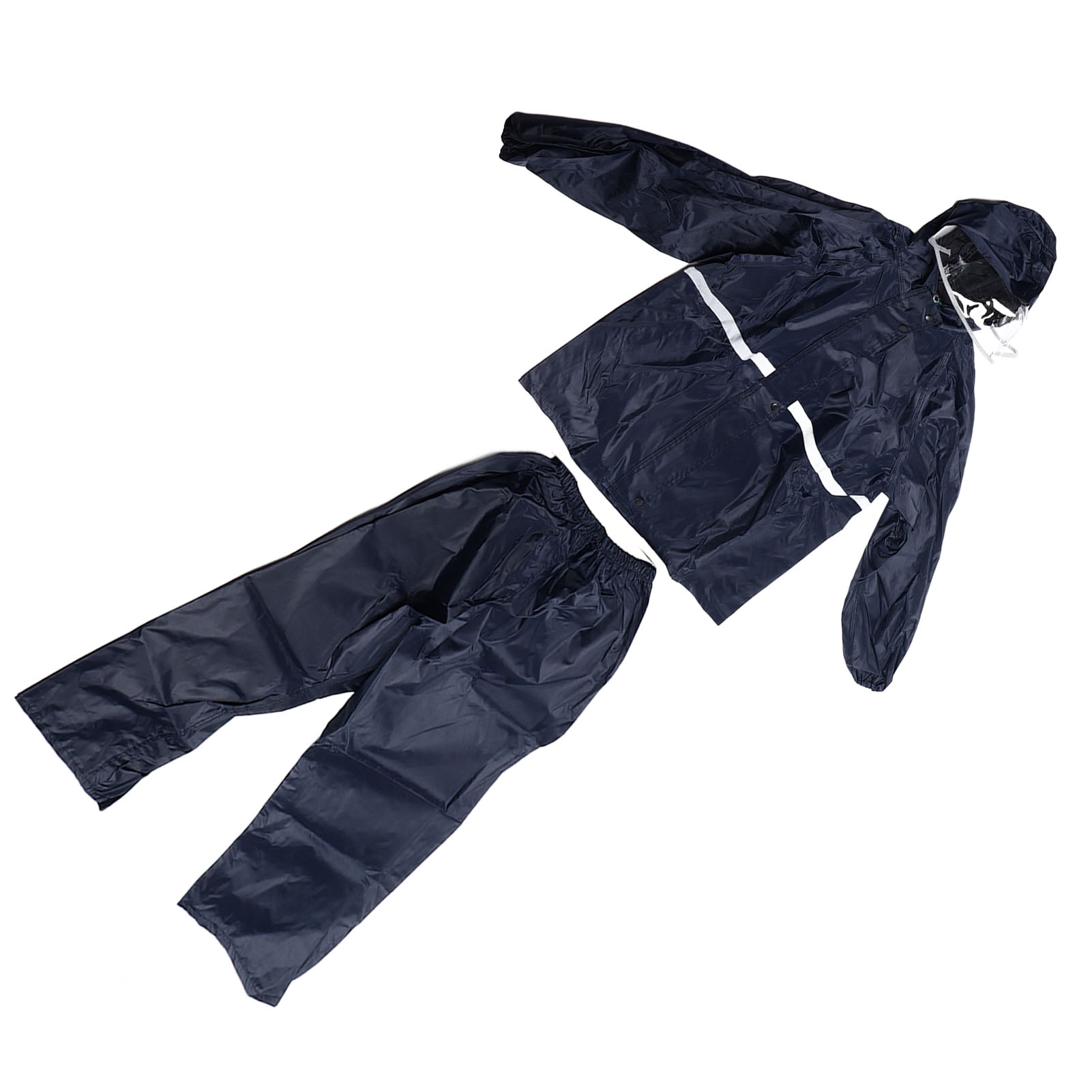 Wasserdichte Jacke Und Atmungsaktive, Gefütterte Hose, Set Für Damen Und Herren, Marineblauer Oxford-stil, Größe L