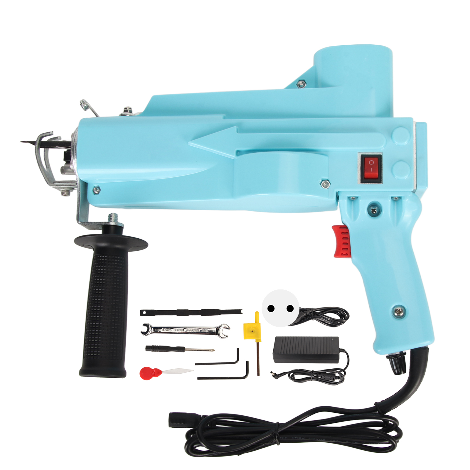 2-in-1-teppichtuftpistole: Schneiden Und Schlingen, Einstellbare Geschwindigkeit, Teppichmaschine Mit 360°-griff, 100–240 V, Cyanblau, Eu-stecker