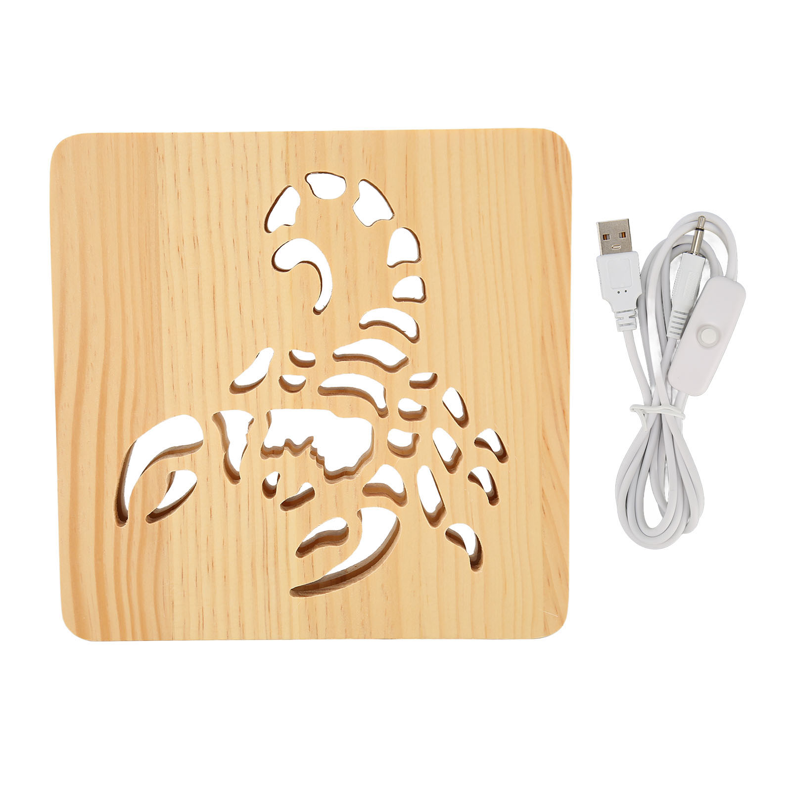 Coole 3d-lampe Im Skorpion-design Aus Holz, Usb-anschluss, Romantisches, Warmes Led-nachtlicht Für Schlafzimmer, Büro Und Café