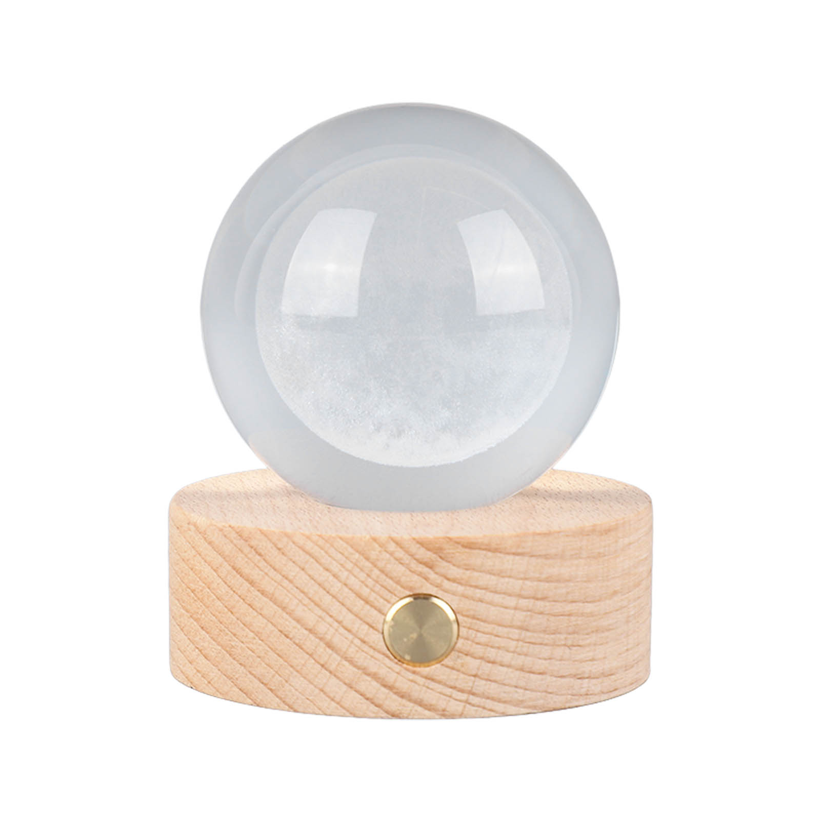 Cm Große 3d-kristallkugel Mit Licht, Runde, Transparente Miniatur-astronomie-skulptur, Mondkugel-nachtlicht