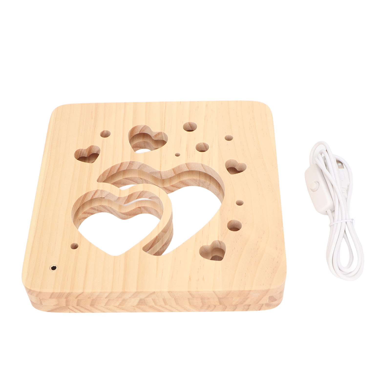 3d-led-lampe Aus Holz Mit Geschnitzten Herzen, Kiefernholz, Usb-anschluss, Stimmungsvolle Nachtdekoration