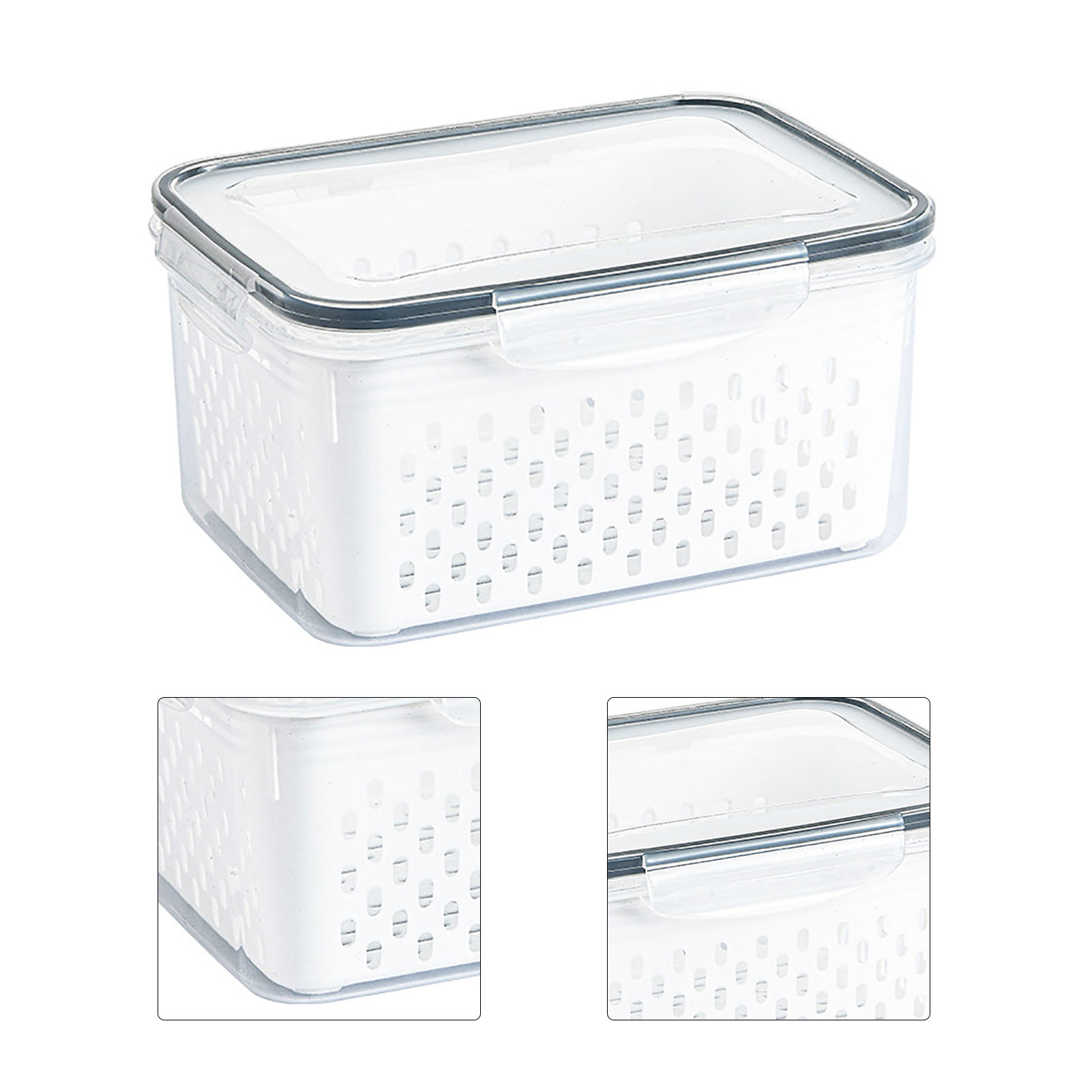 Transparenter Aufbewahrungsbehälter (3300 Ml) Für Obst Und Gemüse, Küchenabtropfkorb