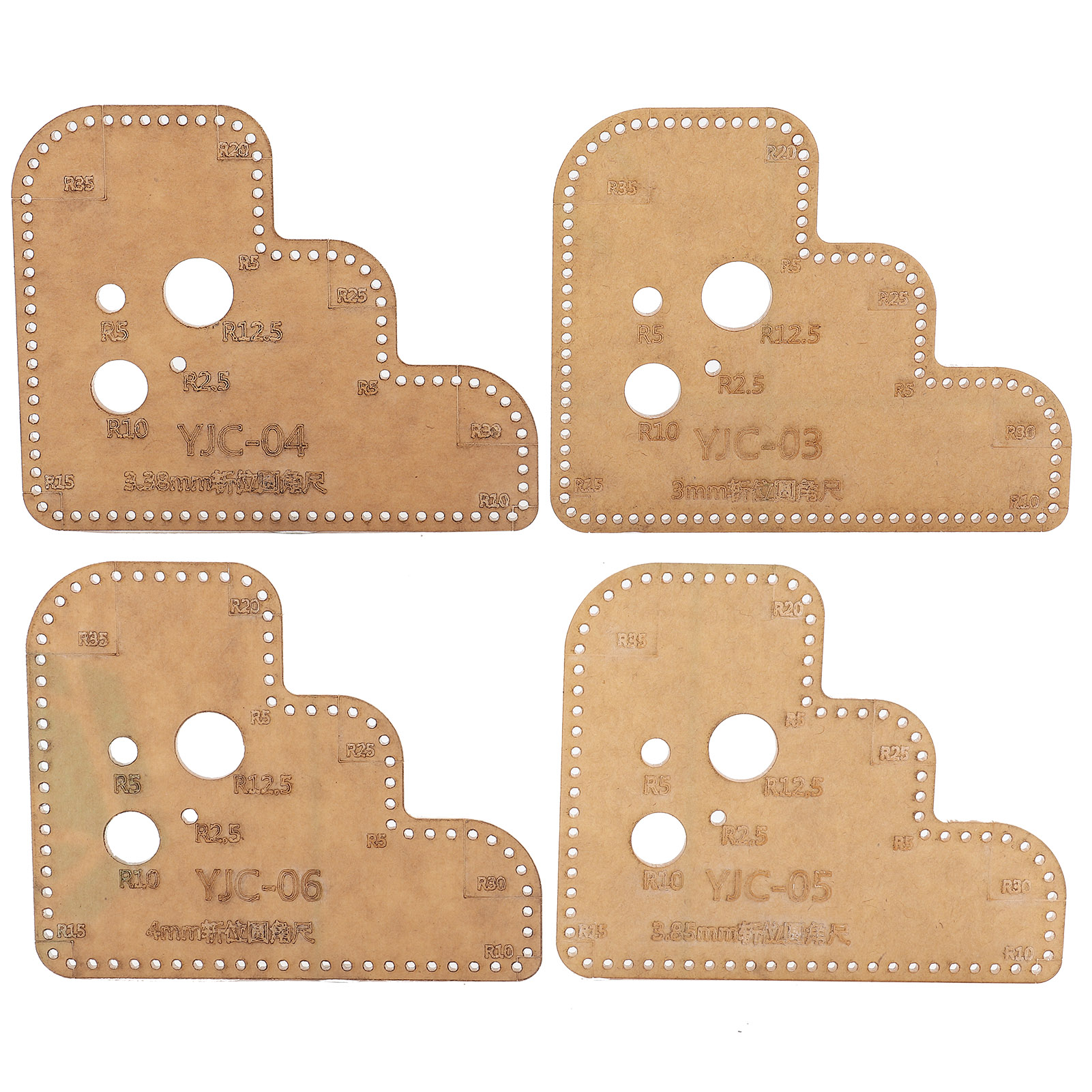 Set Mit 4 Runden Acryl-schablonen Zum Lederzuschneiden, Schneidelineal Und Hilfsschablone