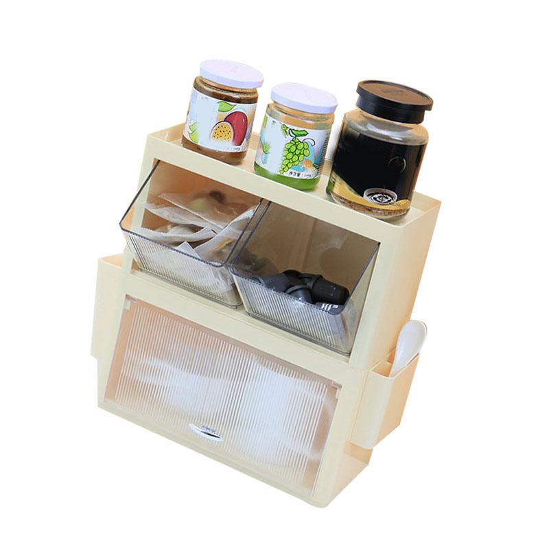 Wandmontierter Aufbewahrungsbeutel Für Teebeutel, Platzsparend, Teebox Für Kaffeekapseln Und Snacks, Homeoffice, Cremefarben