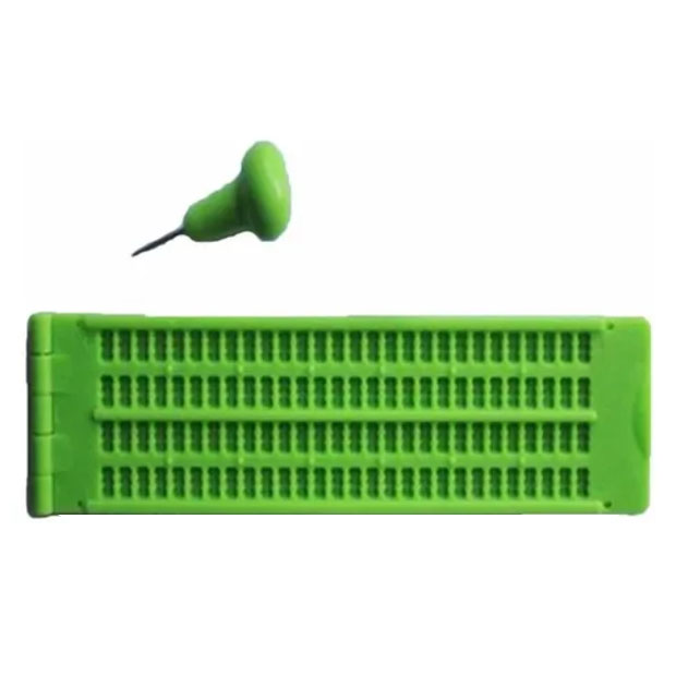 Braille-schreibtafel, 4 Zeilen, 28 Zellen, Robust, Tragbar, Aus Stabilem Kunststoff, Zum Lernen Für Blinde