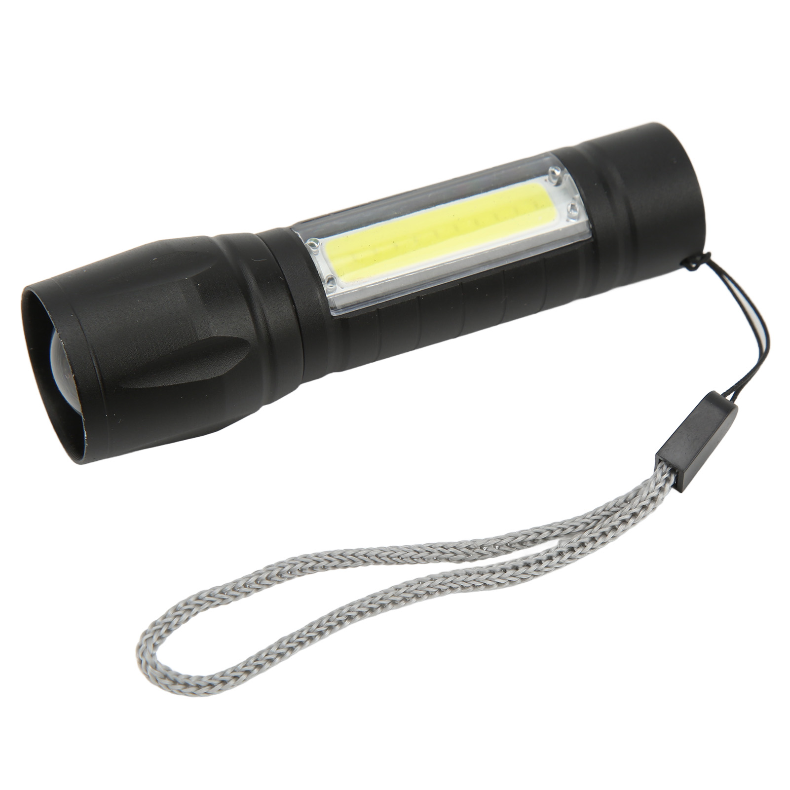Wiederaufladbare Usb-taschenlampe Aus Aluminium Mit Handschlaufe, 6000k Cob-led Und Zoomobjektiv