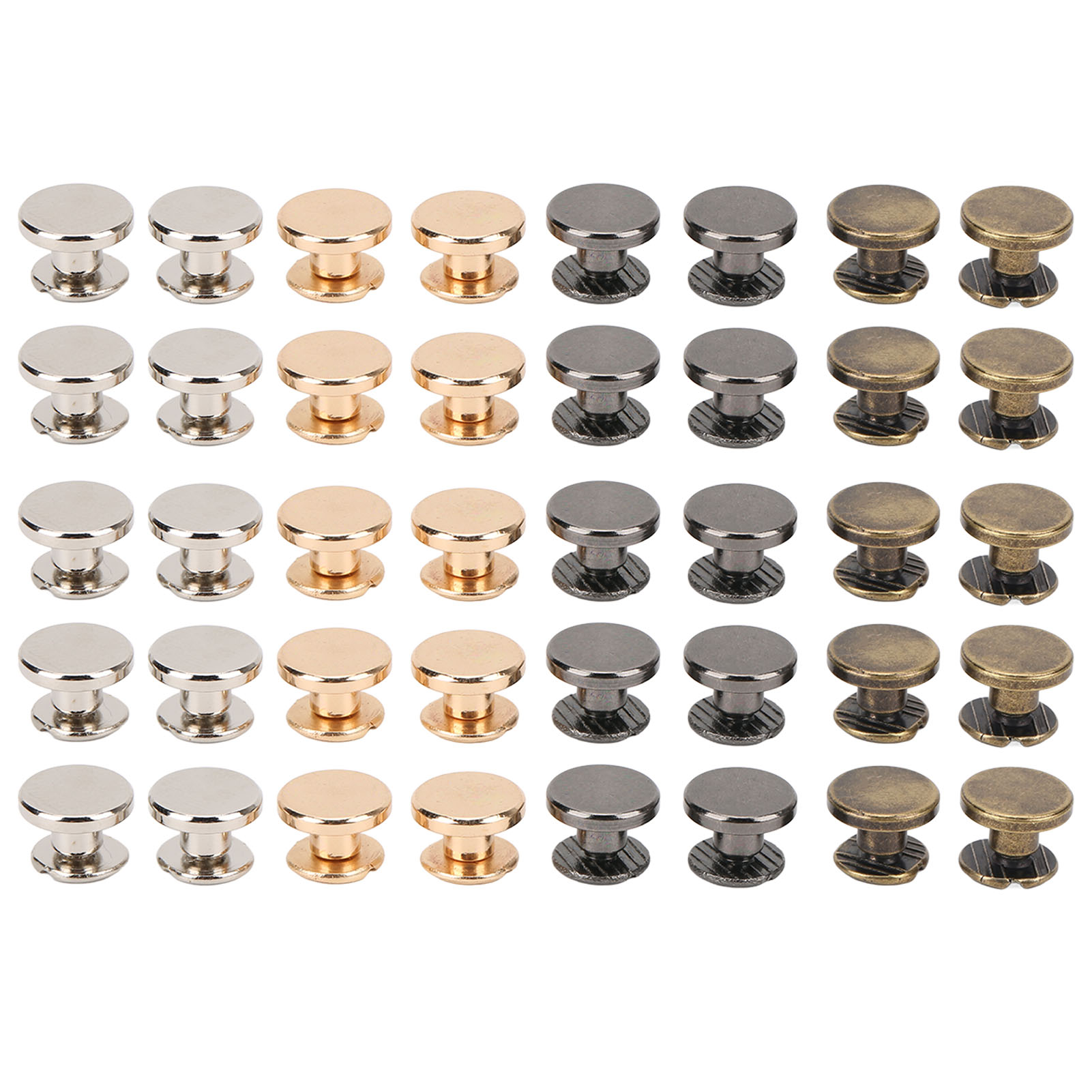 40 Diy-bindeschrauben, Flachkopf 9x5 Mm, 4 Farben, Glatte Oberfläche, Metall, Für Gürtel, Handtaschen, Schuhe Und Kleidung