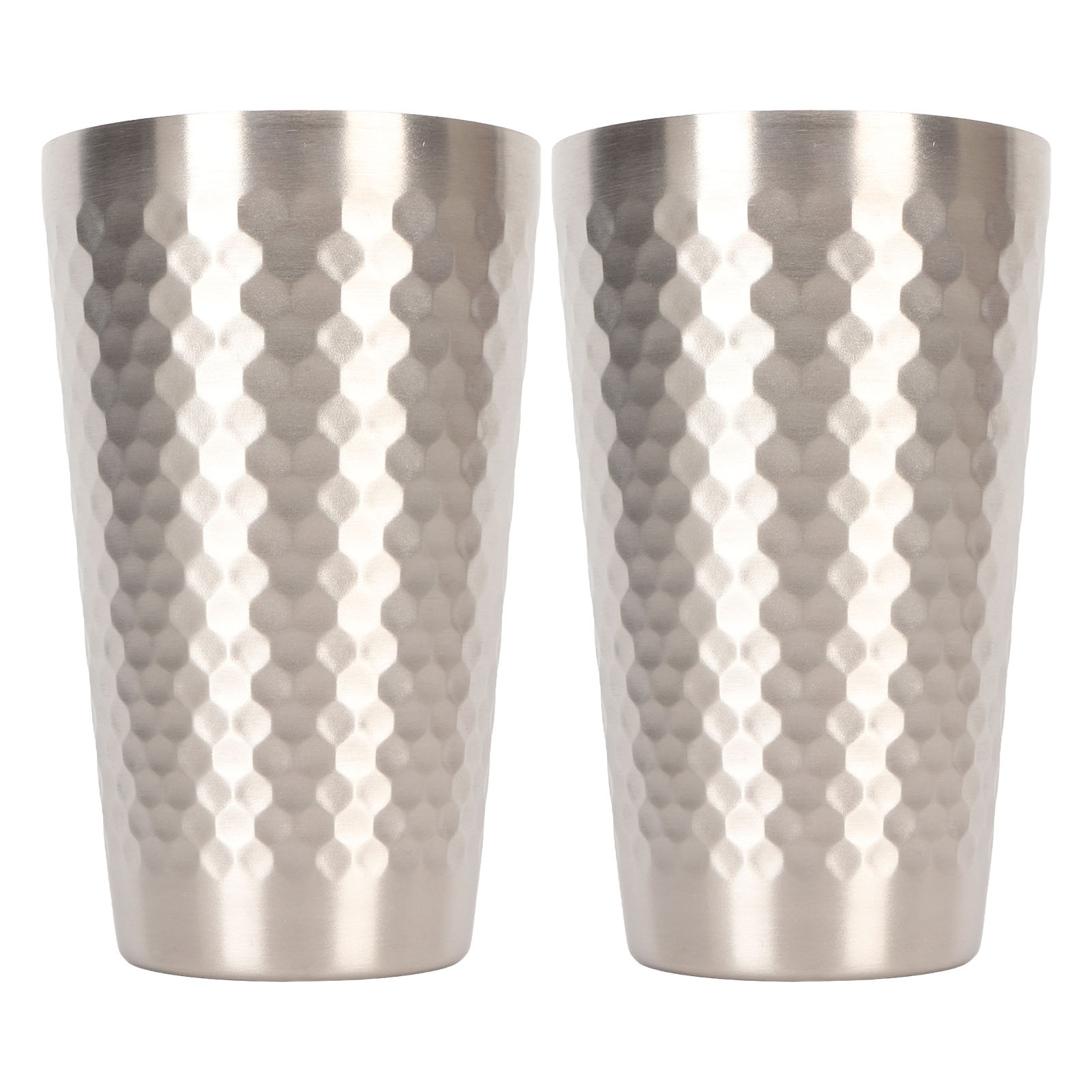 Set Aus 2 Edelstahl-bierkrügen, 450 Ml, Doppelwandig Isoliert, Gehämmert, Für Kaffee, Tee Und Kaltgetränke, Ideal Für Den Außenbereich