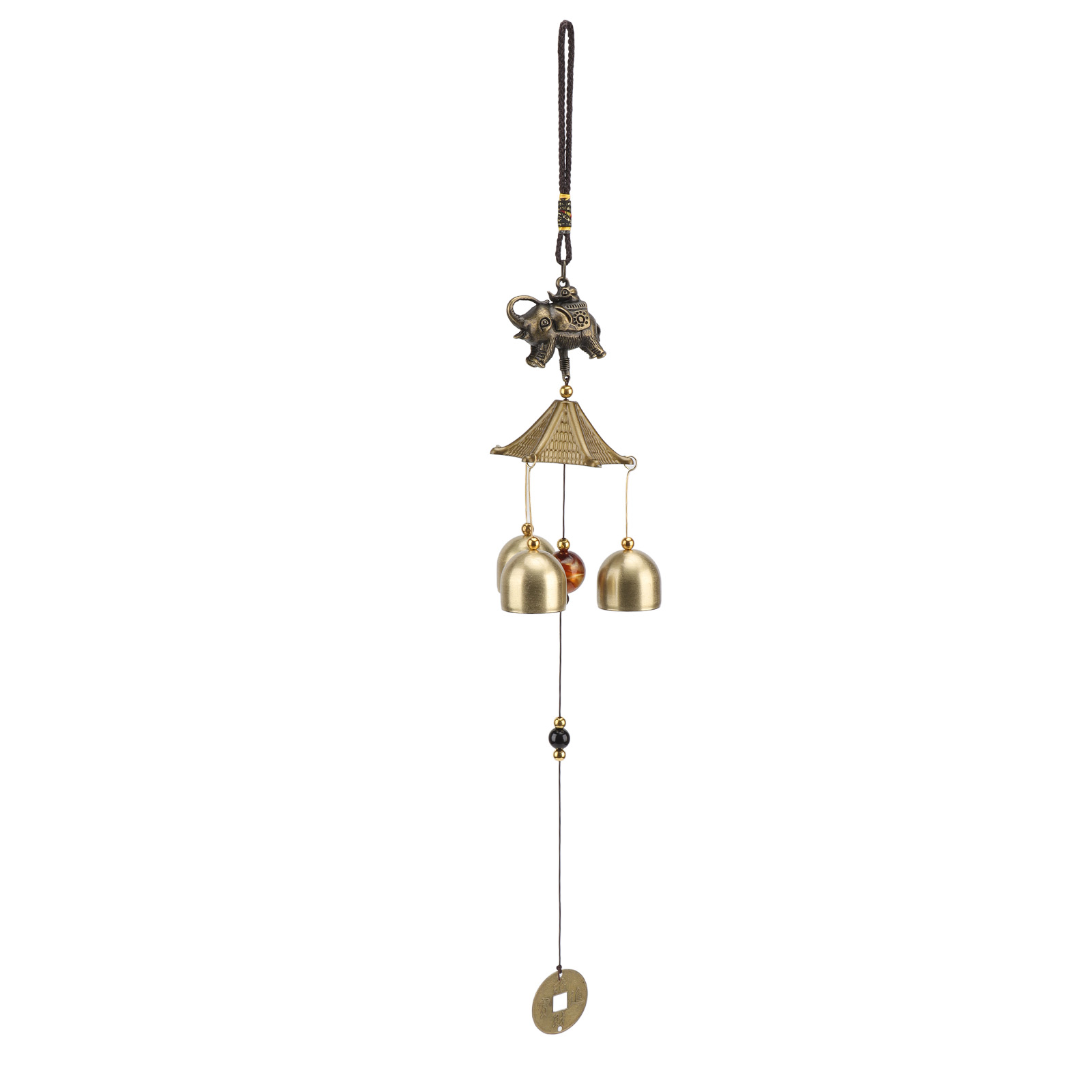 Windspiel Mit Glückselefantenmotiv, Chinesischer Stil, Kupferdach, Tempeldesign, Melodisches Klangspiel Für Türklingeln, Heimdekoration