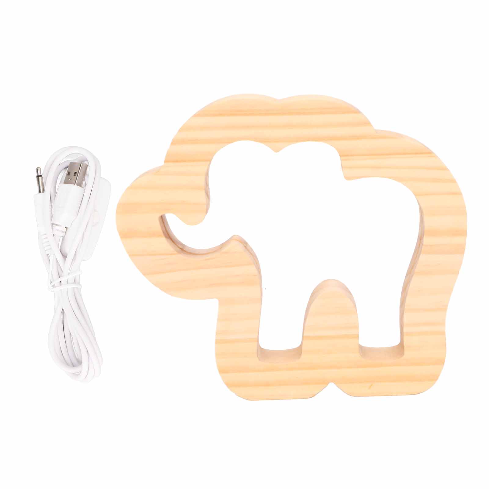 Geschnitzte Elefantenlampe Aus Holz, 3,3 W Led-perlen, Hohl, Usb-anschluss, Büro-/schlafzimmer-nachtlicht