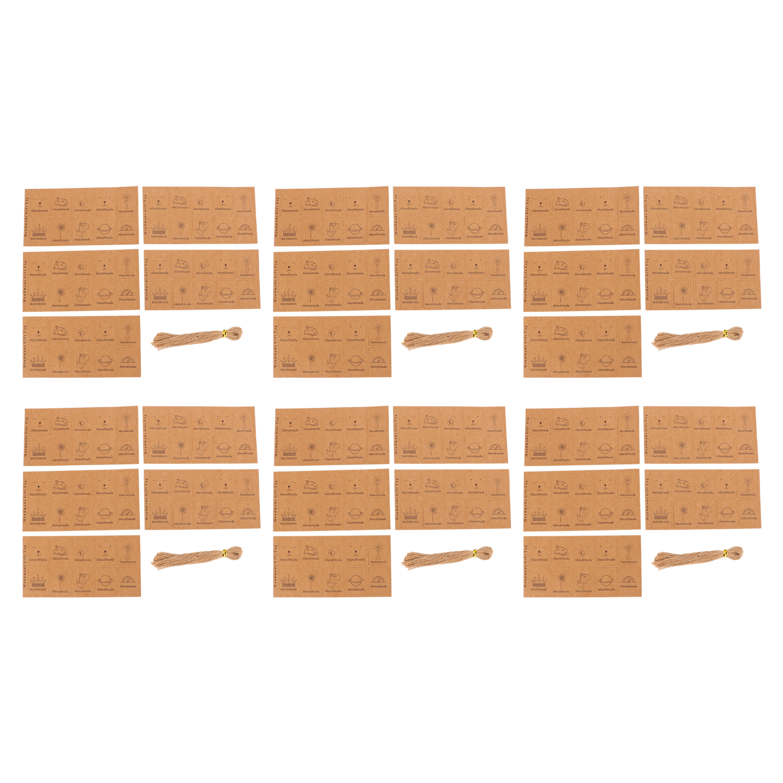 300er-packung Geschenkanhänger Aus Kraftpapier Mit Niedlichen Motiven, Bastelanhänger Mit Juteschnur Für Hochzeitsdekorationen, Weihnachten Und Bastelarbeiten