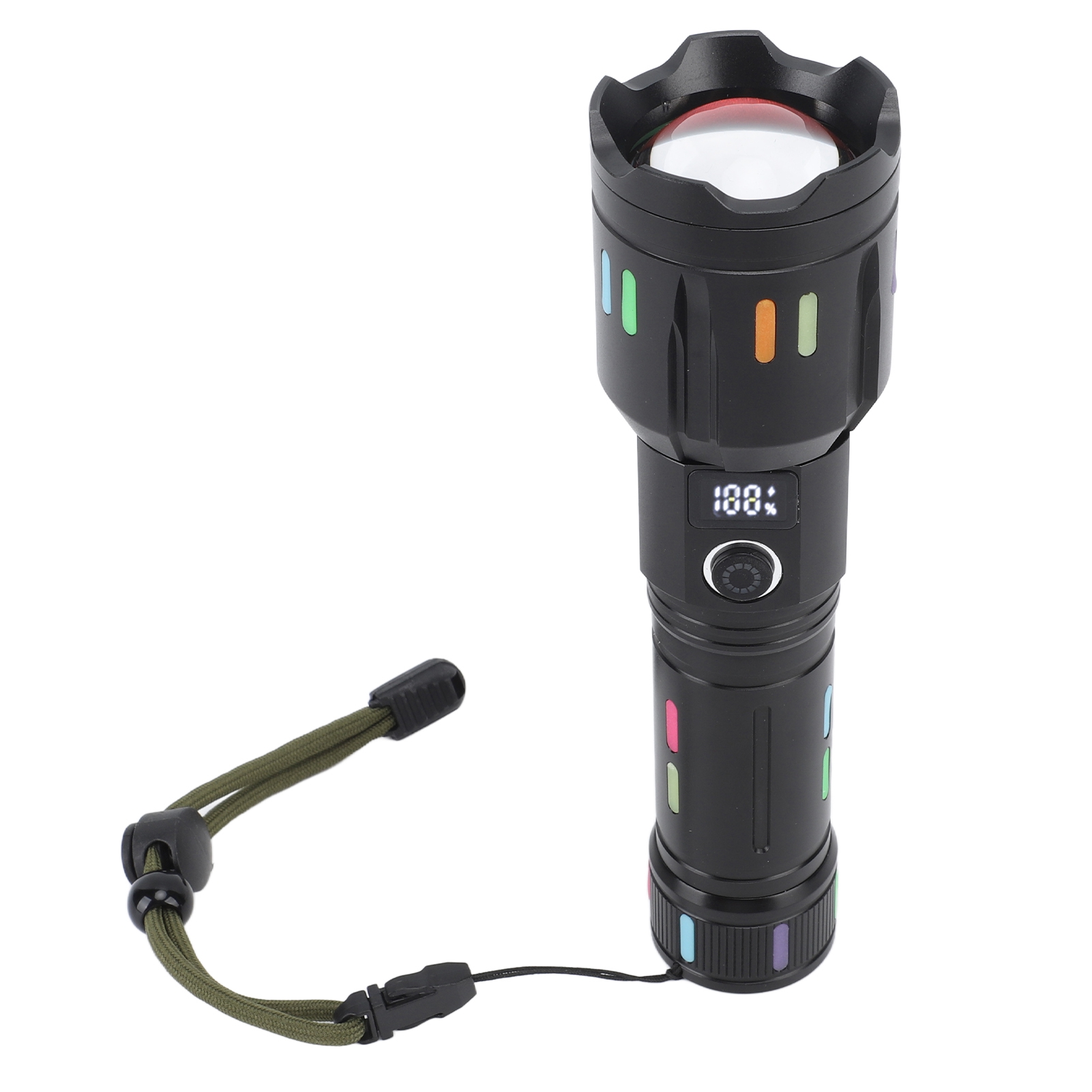 Leistungsstarke Led-taschenlampe Mit Zoom, Weiße Handlampe Mit Großer Reichweite Und Akkuanzeige