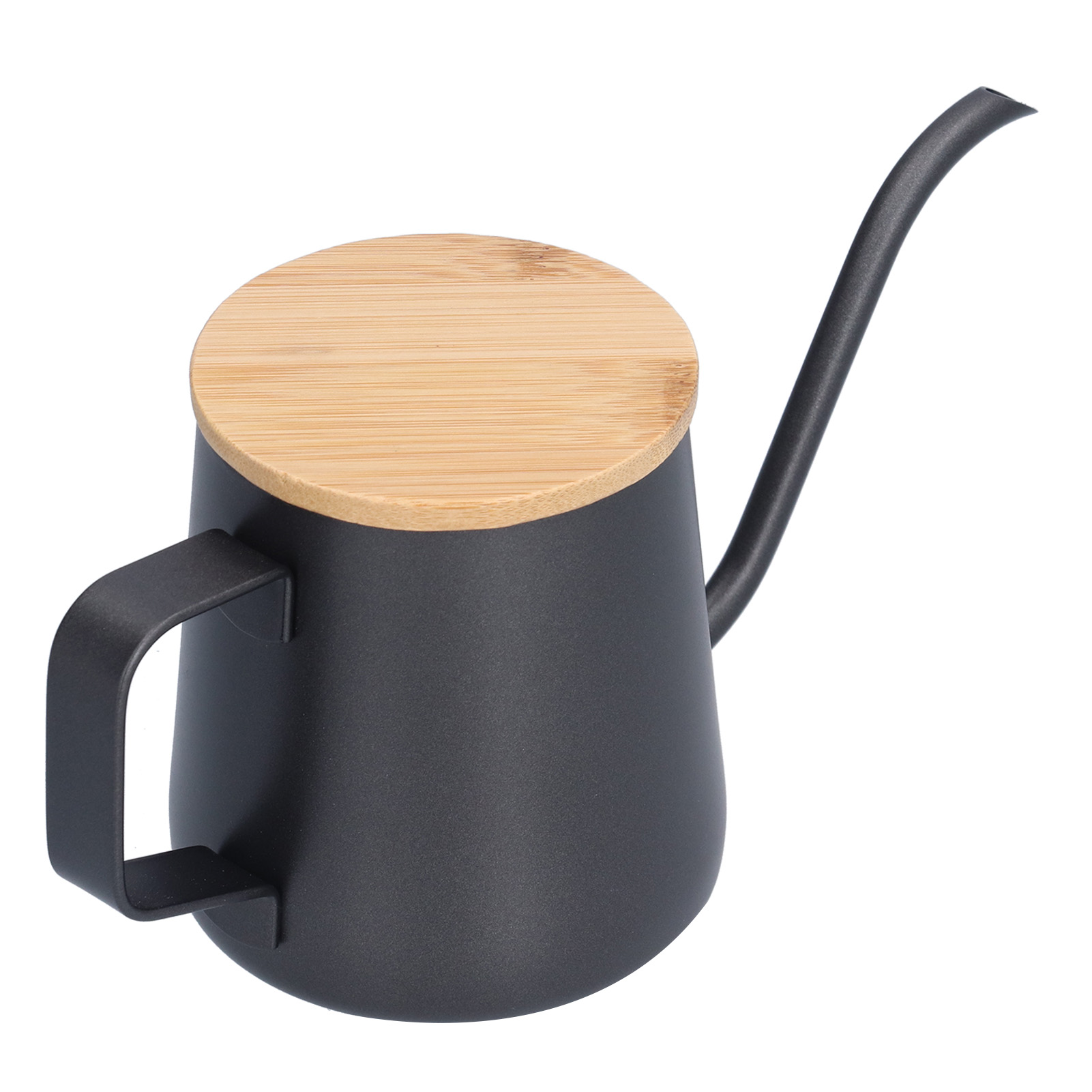 350 Ml Manuelle Edelstahl-kaffeekanne Mit Langem, Dünnem Ausguss Und Bambusdeckel