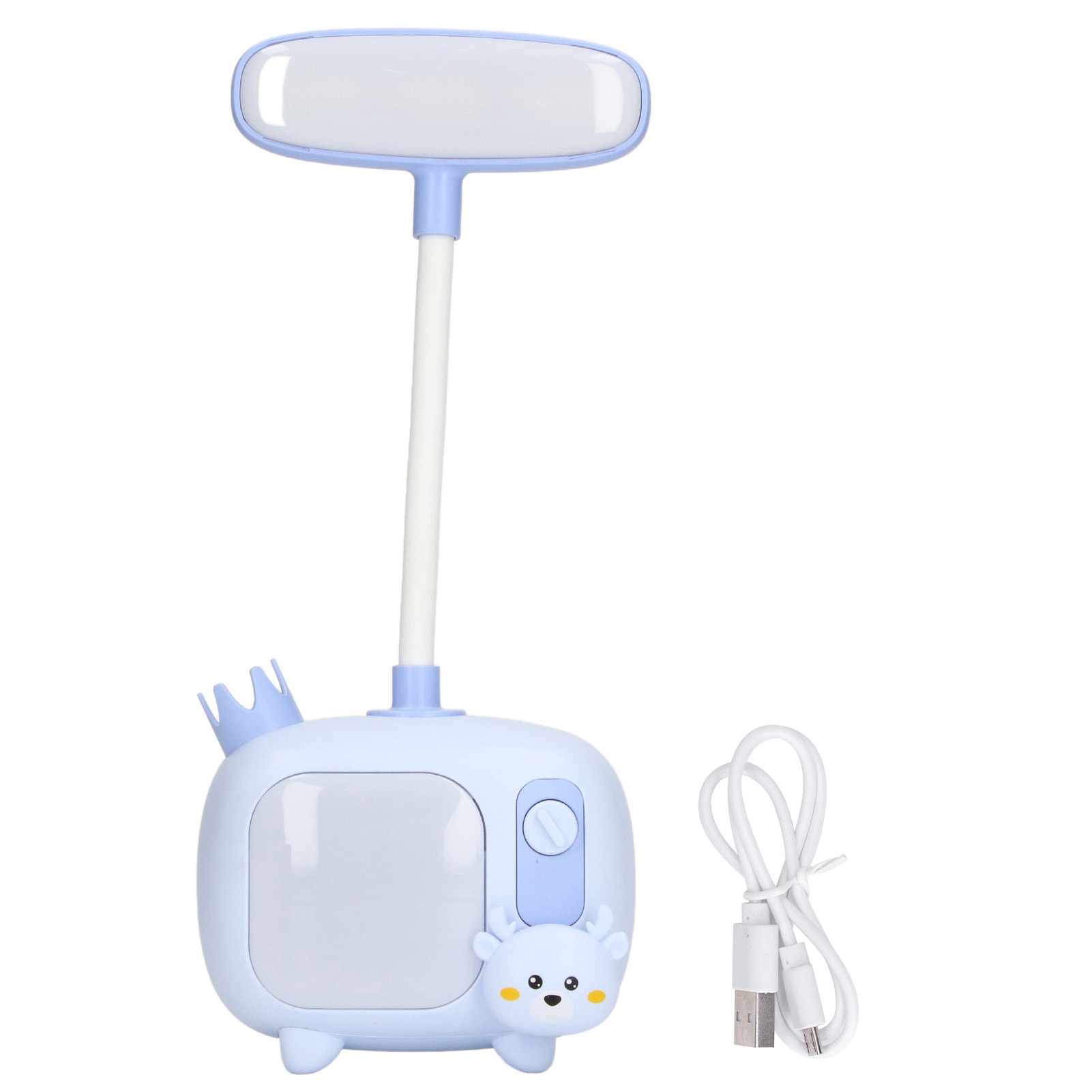 Flexible, Per Usb Aufladbare Led-leselampe Für Kinder, Silikon-schwanenhals, Tv-stil, Weiche Schreibtischlampe Zum Lernen Und Arbeiten, Blau