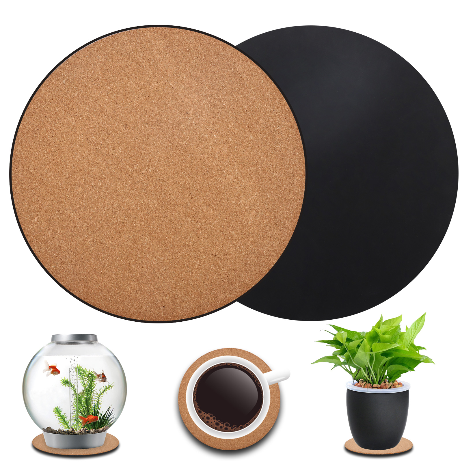 Set Mit 2 Schutzmatten Aus Kork Und Umweltfreundlichem Kunststoff Für Blumentöpfe, 30 Cm
