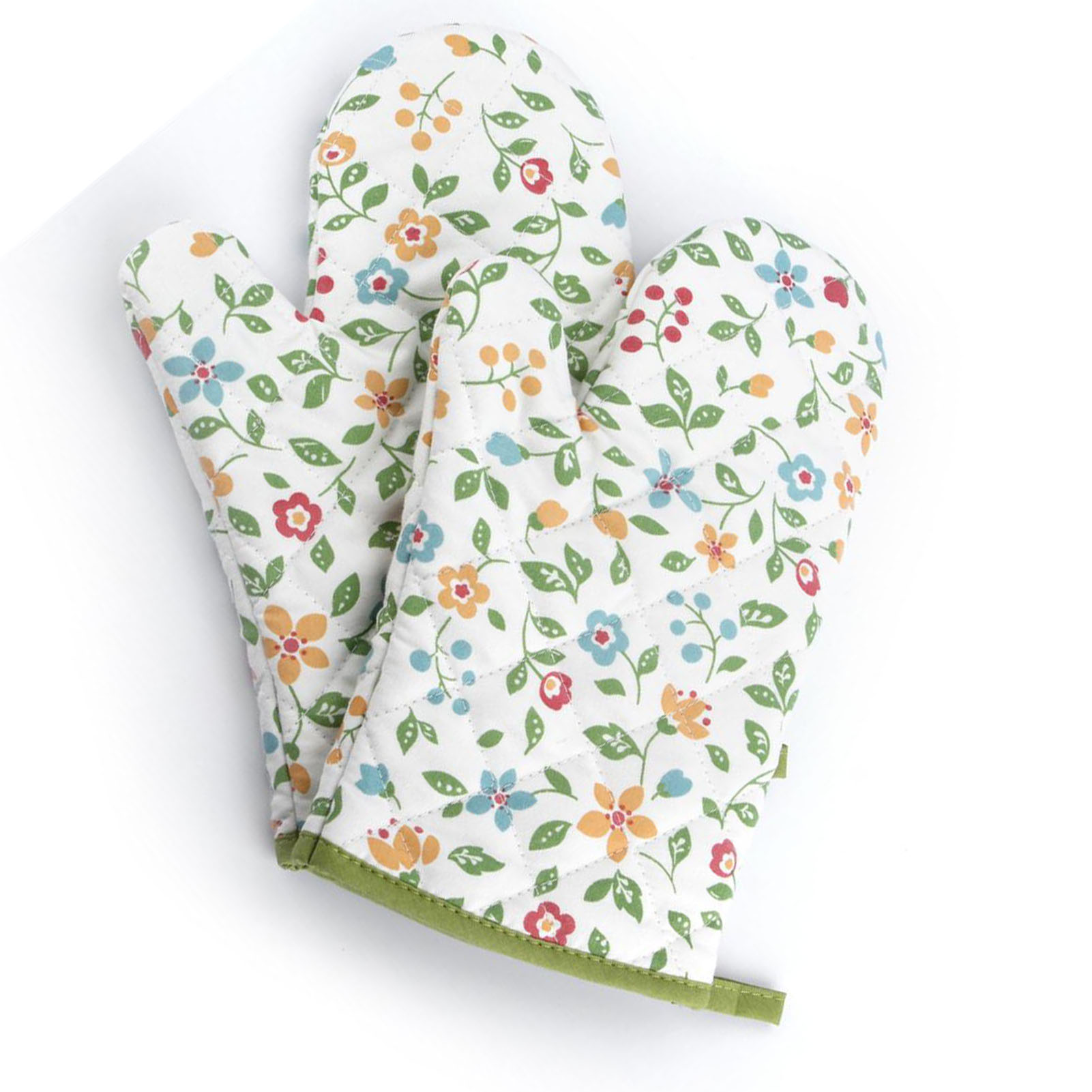 Paar Rutschfeste Ofenhandschuhe Mit Blumen- Und Kräutermuster, Hitzebeständig, Mikrowellengeeignet Für Die Küche