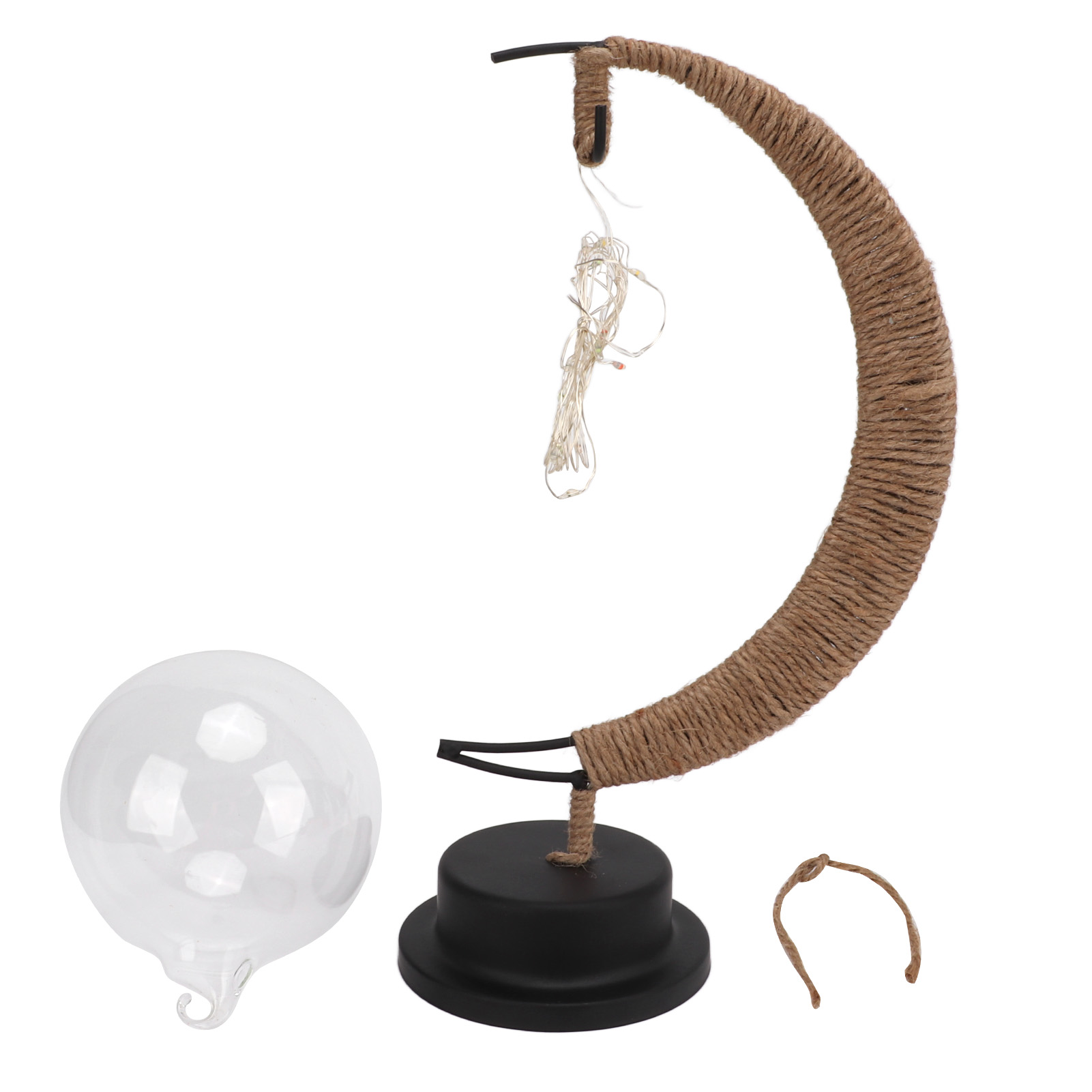 Bunte Led-mondlampe In Kugelform, Aus Hanfseil Und Schmiedeeisen, Langlebige Dekorative Mondlampe