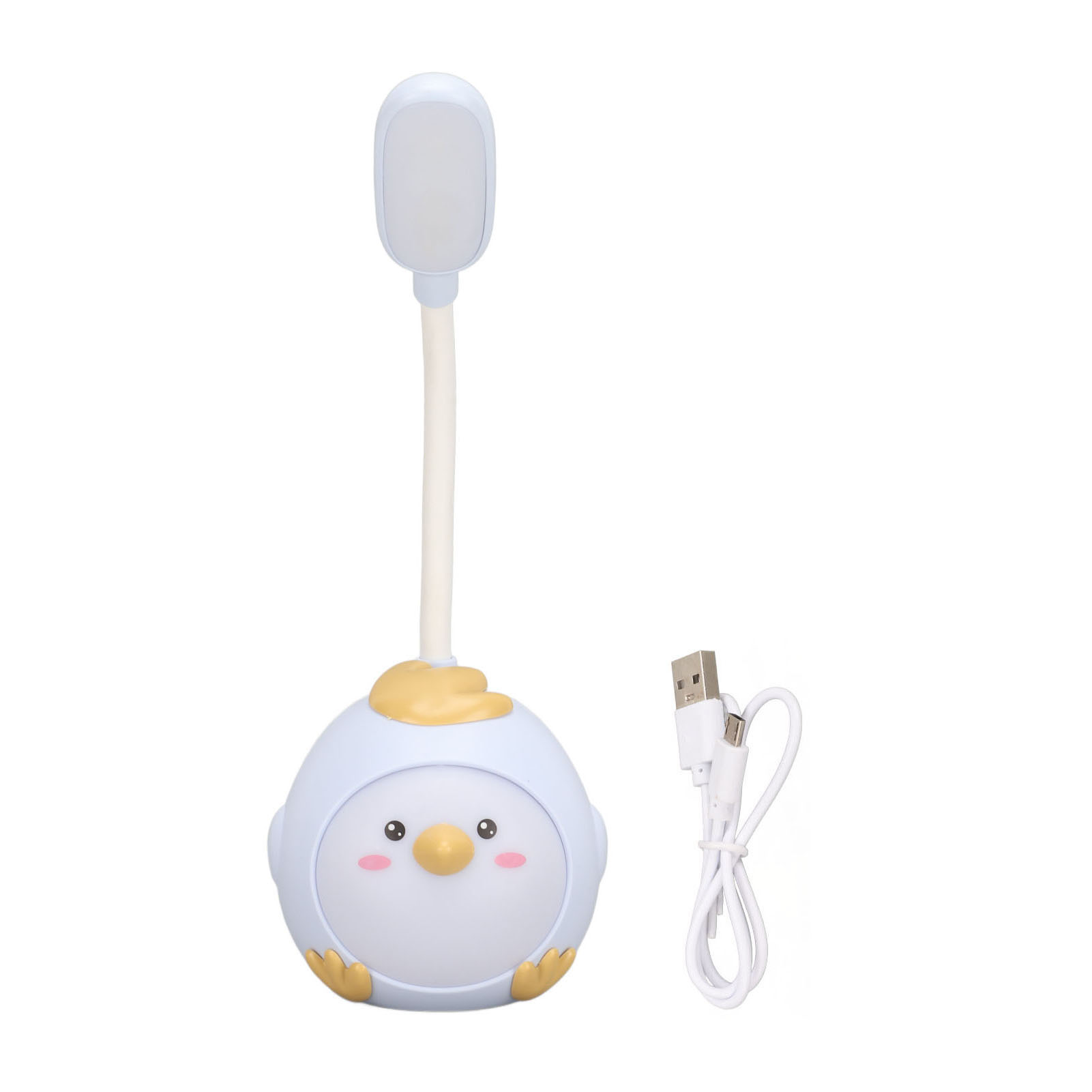 Wiederaufladbare Usb-led-schreibtischlampe Mit Augenschutz, Flexiblem, Farbenfrohem Nachtlicht Und Niedlichem Blauen Kükenfuß