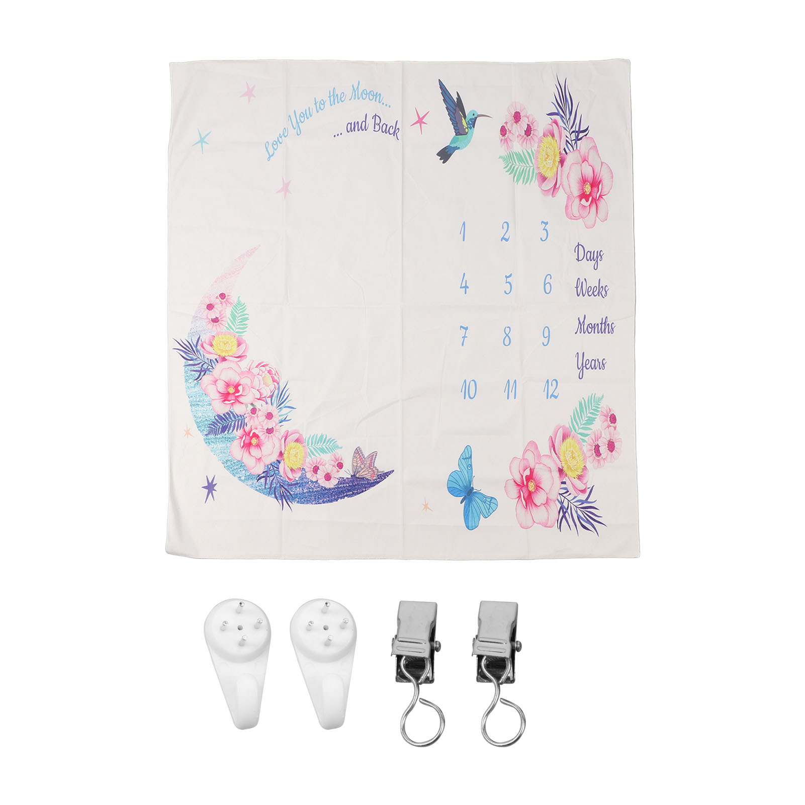100 Cm Große Babyspielmatte Mit Blumen- Und Vogelmuster, Kalender Für Das Erste Lebensjahr Und Fotorequisite Für Babys