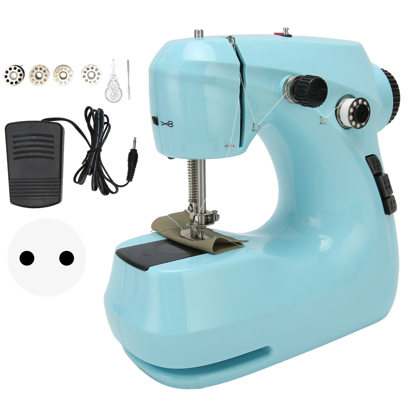 Mini-tragbare Elektrische Nähmaschine, Duales Netzteil, Schalter, 100–240 V Eu-stecker, Ideal Für Anfänger Und Kinder